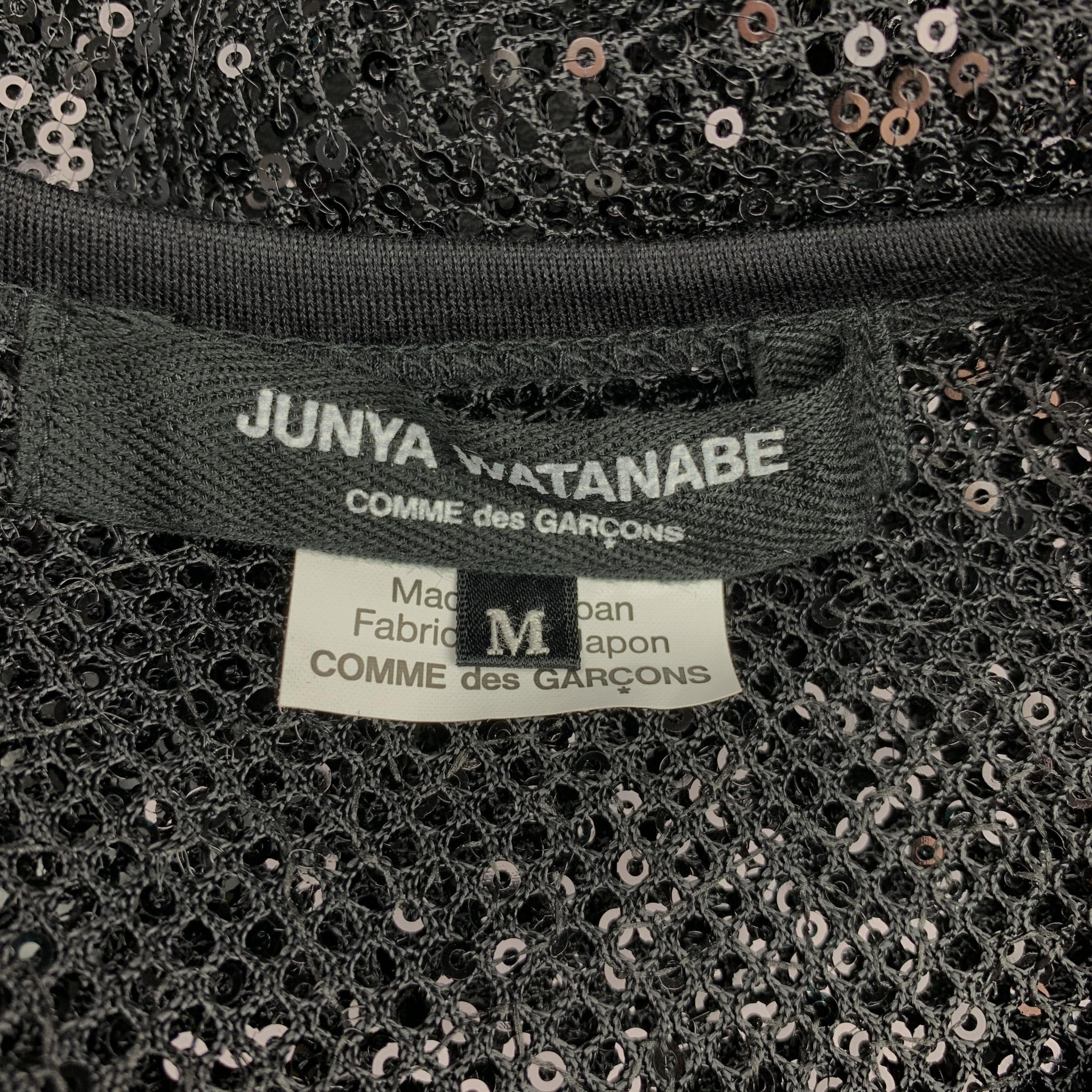 JUNYA WATANABE Size M Black Sequined Mesh Crew-Neck Pullover 1