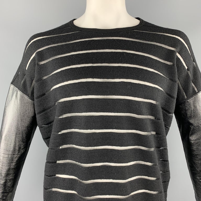 JUNYA WATANABE Size M Black Stripe Wool Blend Crew-Neck Pullover at 1stDibs