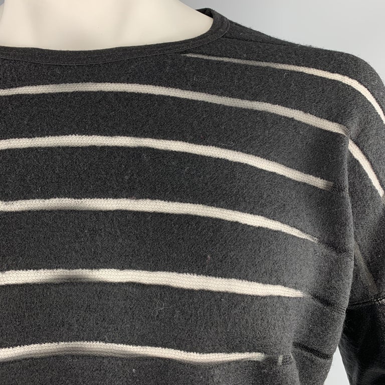 JUNYA WATANABE Size M Black Stripe Wool Blend Crew-Neck Pullover at 1stDibs