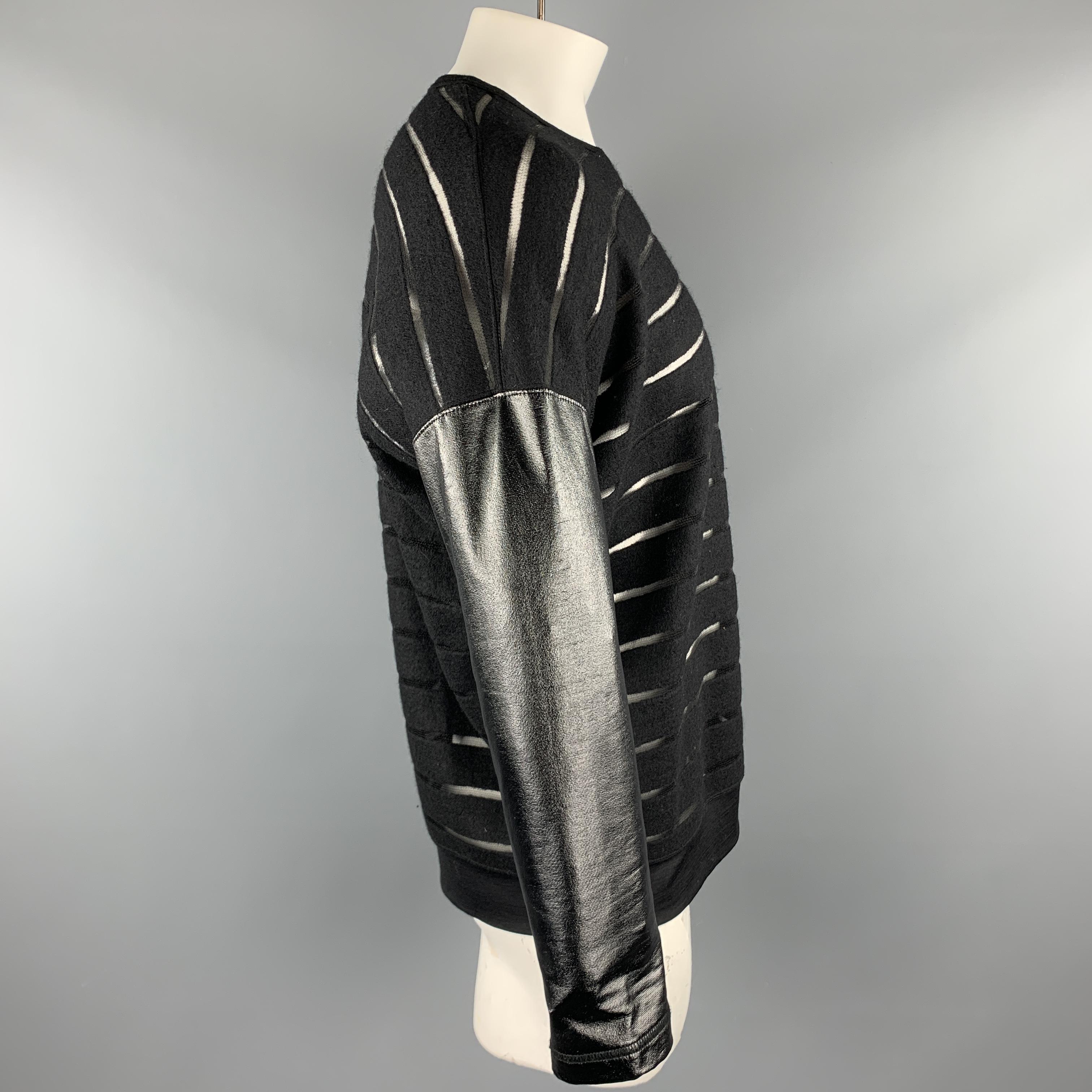 Women's JUNYA WATANABE Size M Black Stripe Wool Blend Crew-Neck Pullover