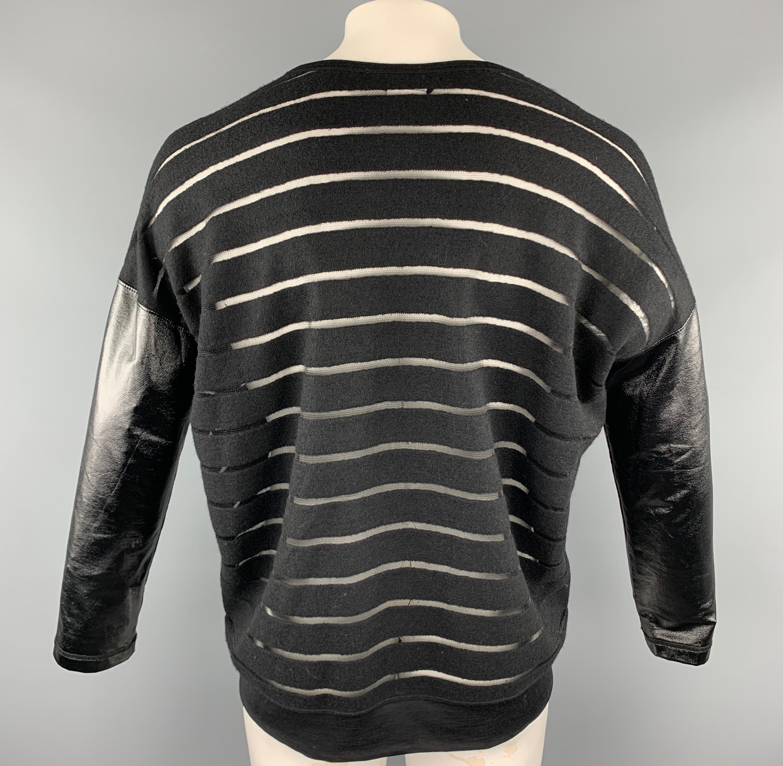 JUNYA WATANABE Size M Black Stripe Wool Blend Crew-Neck Pullover 1