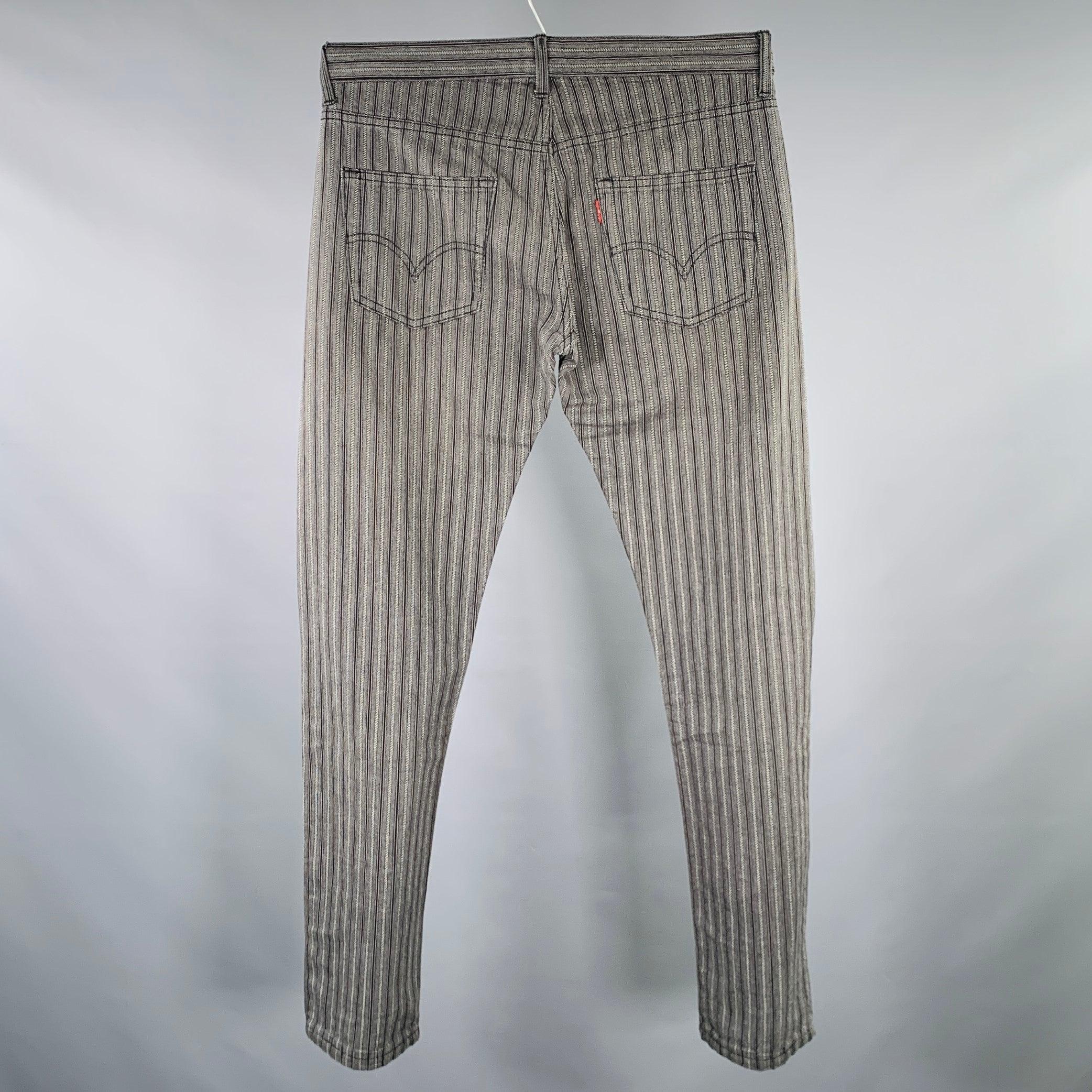 Noir JUNYA WATANABE Taille M - Jean à cinq poches en coton à rayures grises et noires en vente