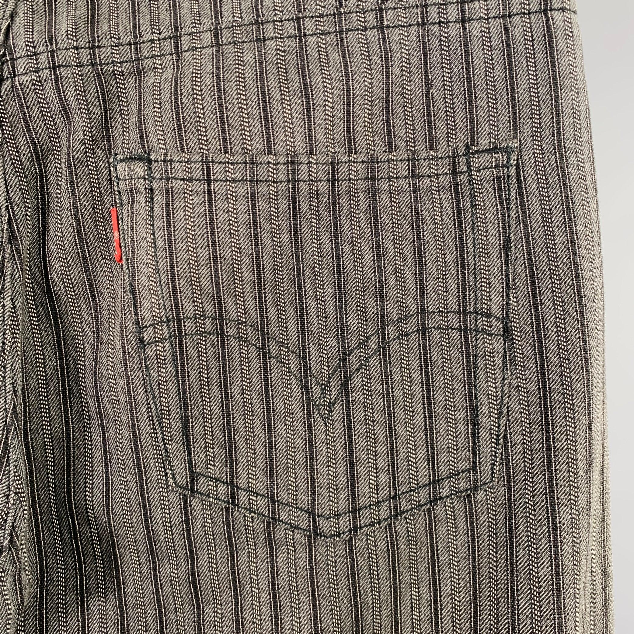 JUNYA WATANABE Taille M - Jean à cinq poches en coton à rayures grises et noires Excellent état - En vente à San Francisco, CA