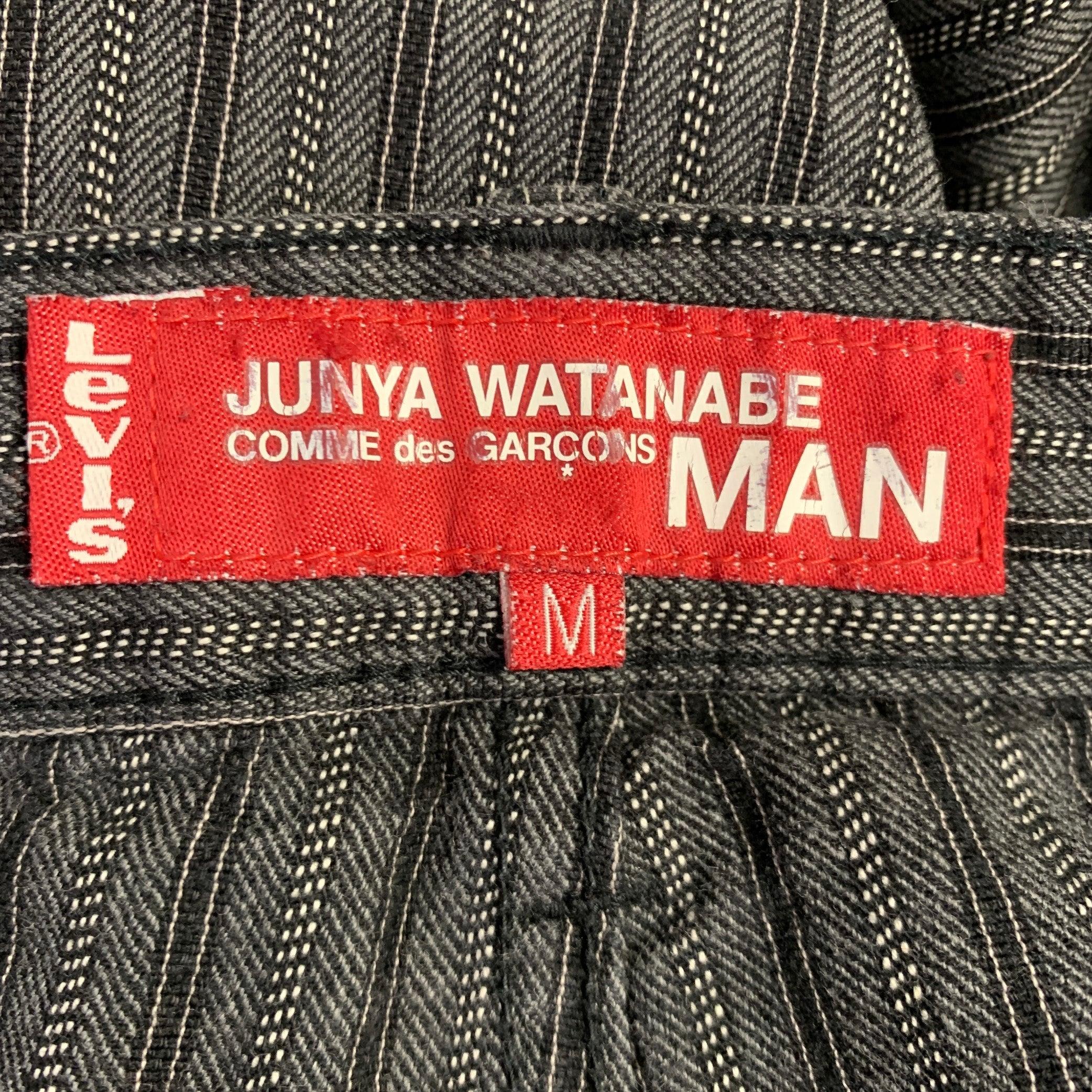 JUNYA WATANABE Taille M - Jean à cinq poches en coton à rayures grises et noires Pour hommes en vente
