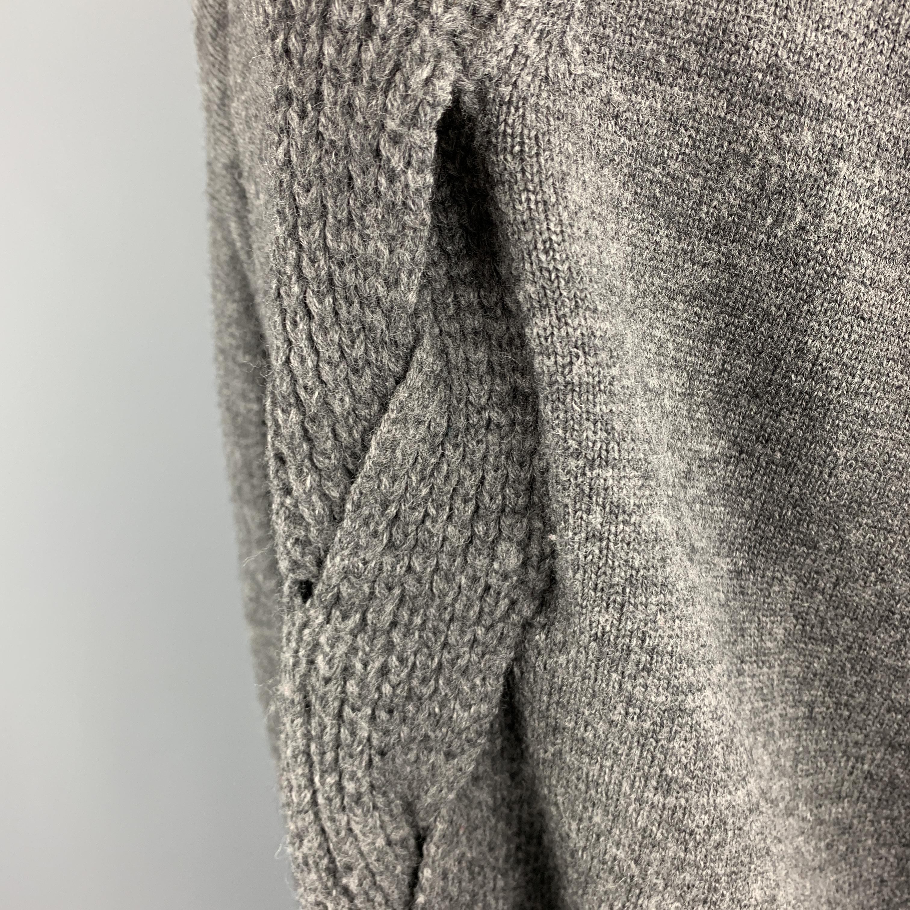Gray JUNYA WATANABE Size M Grey Wool Oversized Woven Cable Knit Sweater