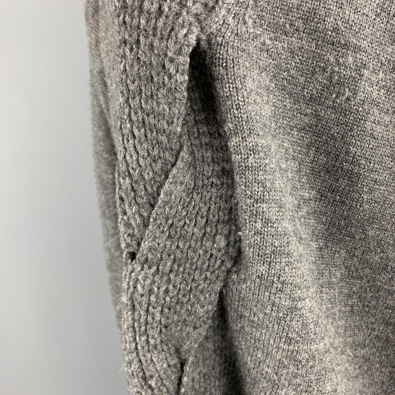 JUNYA WATANABE Size M Grey Wool Oversized Woven Cable Knit Sweater For ...