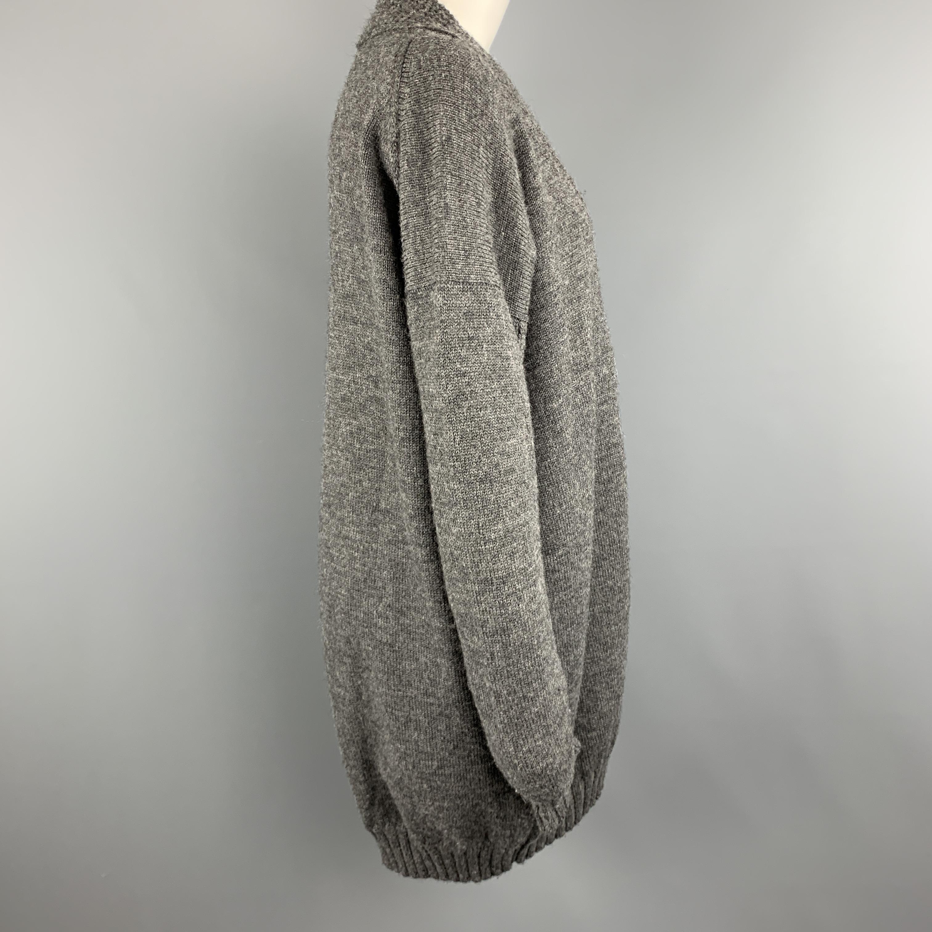 JUNYA WATANABE Size M Grey Wool Oversized Woven Cable Knit Sweater In Excellent Condition In San Francisco, CA
