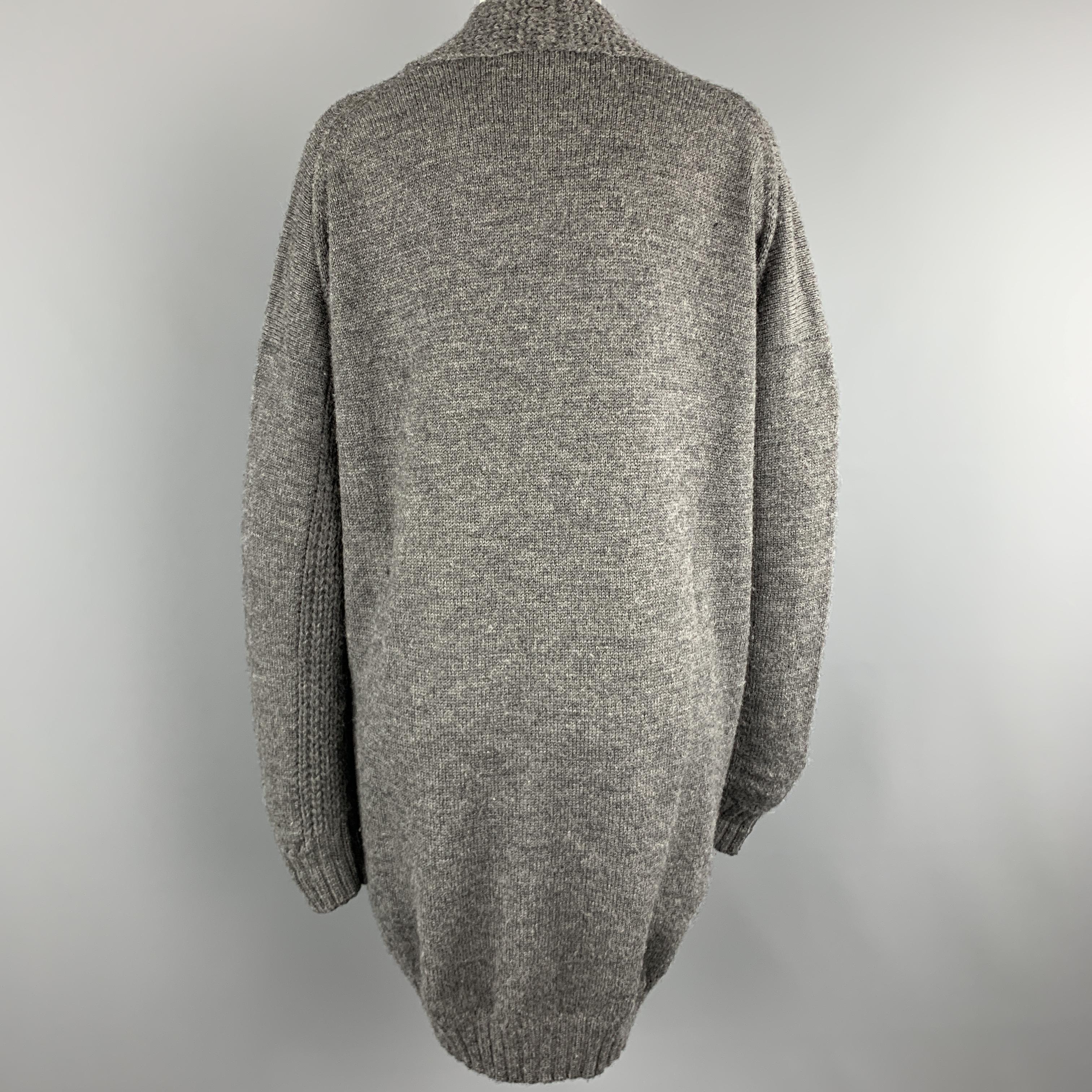 Women's JUNYA WATANABE Size M Grey Wool Oversized Woven Cable Knit Sweater