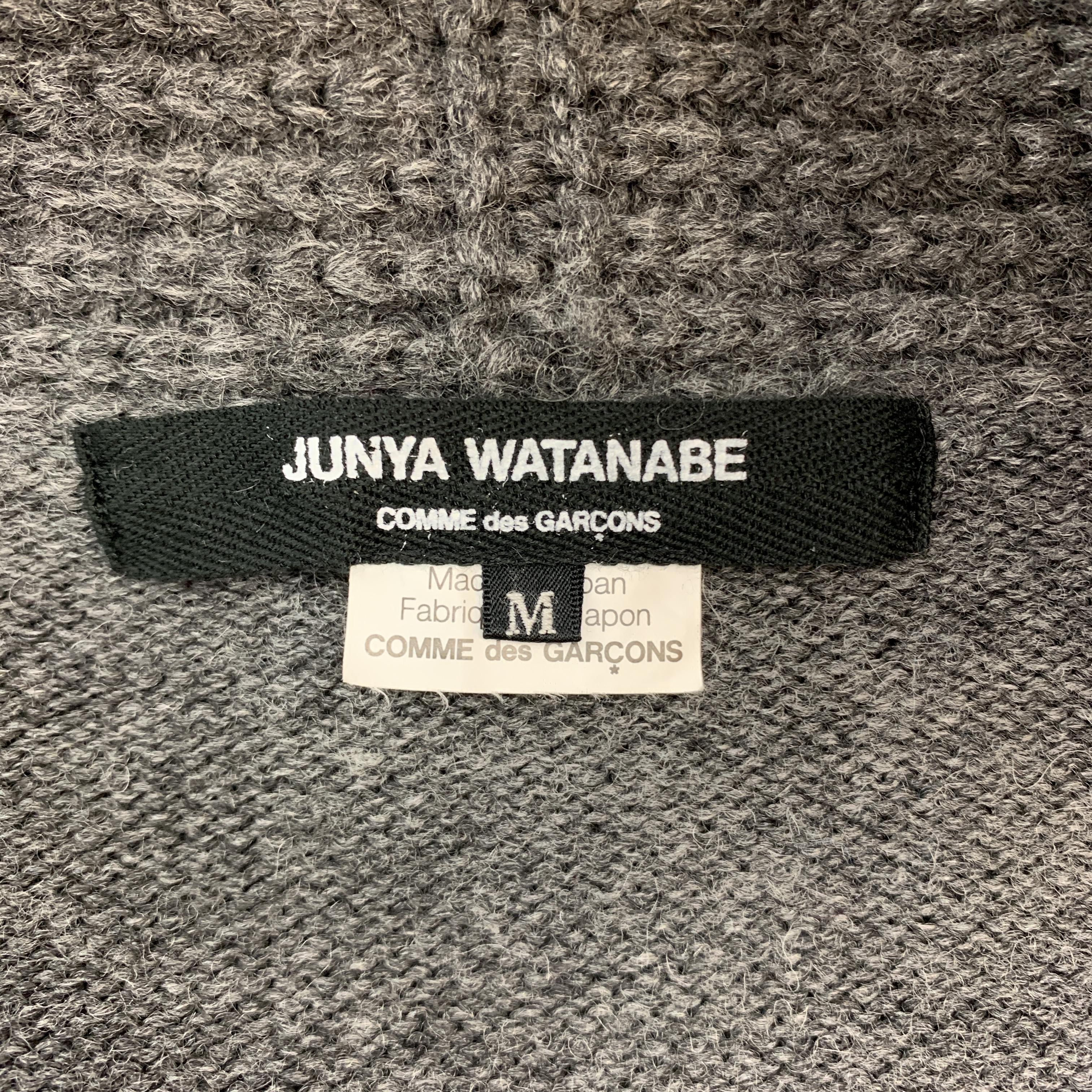 JUNYA WATANABE Size M Grey Wool Oversized Woven Cable Knit Sweater 3