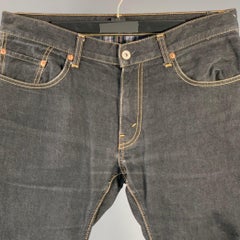 Junya Watanabe taglia M Jeans dritti in twill di cotone giallo indaco con stitch a contrasto