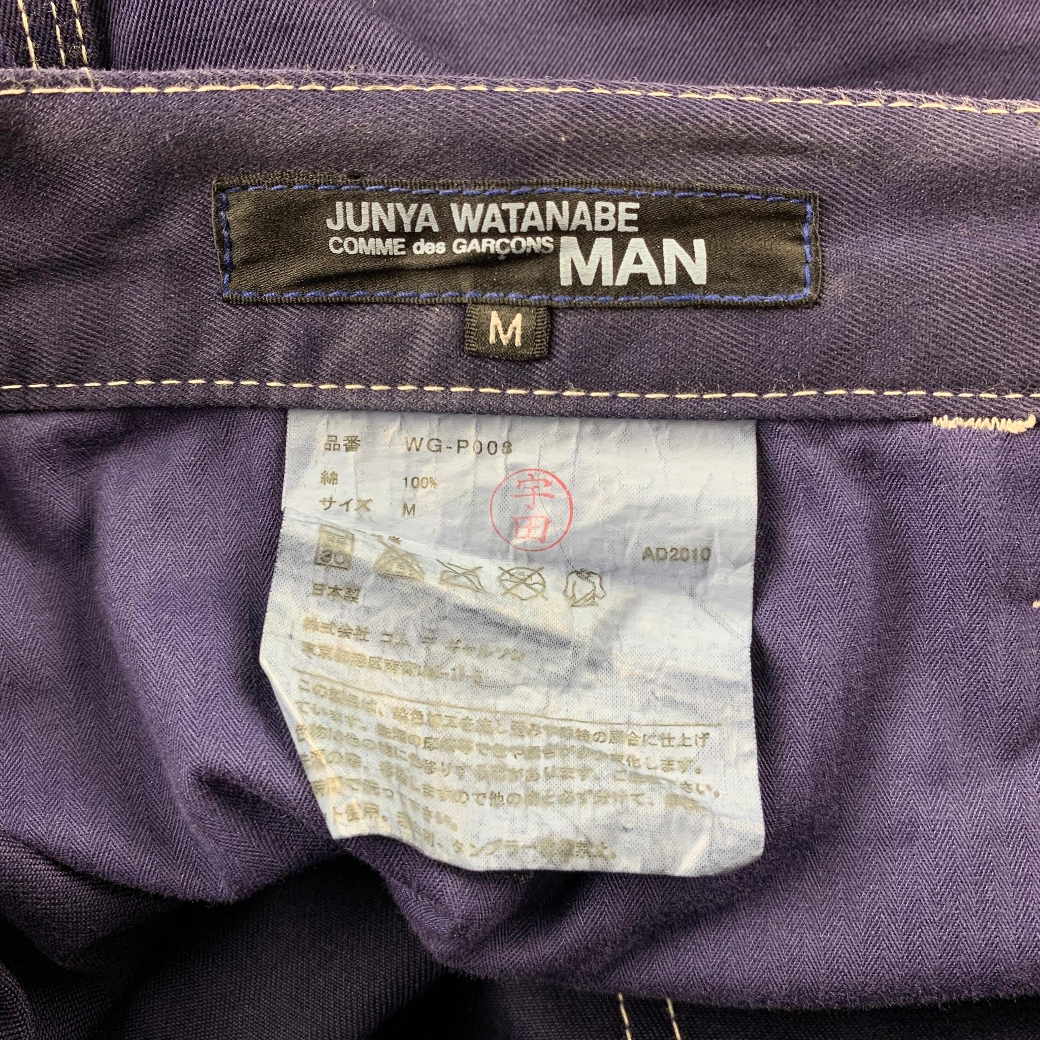 JUNYA WATANABE Size M Navy Contrast Stitch Cotton Straight Casual Pants In Good Condition In San Francisco, CA