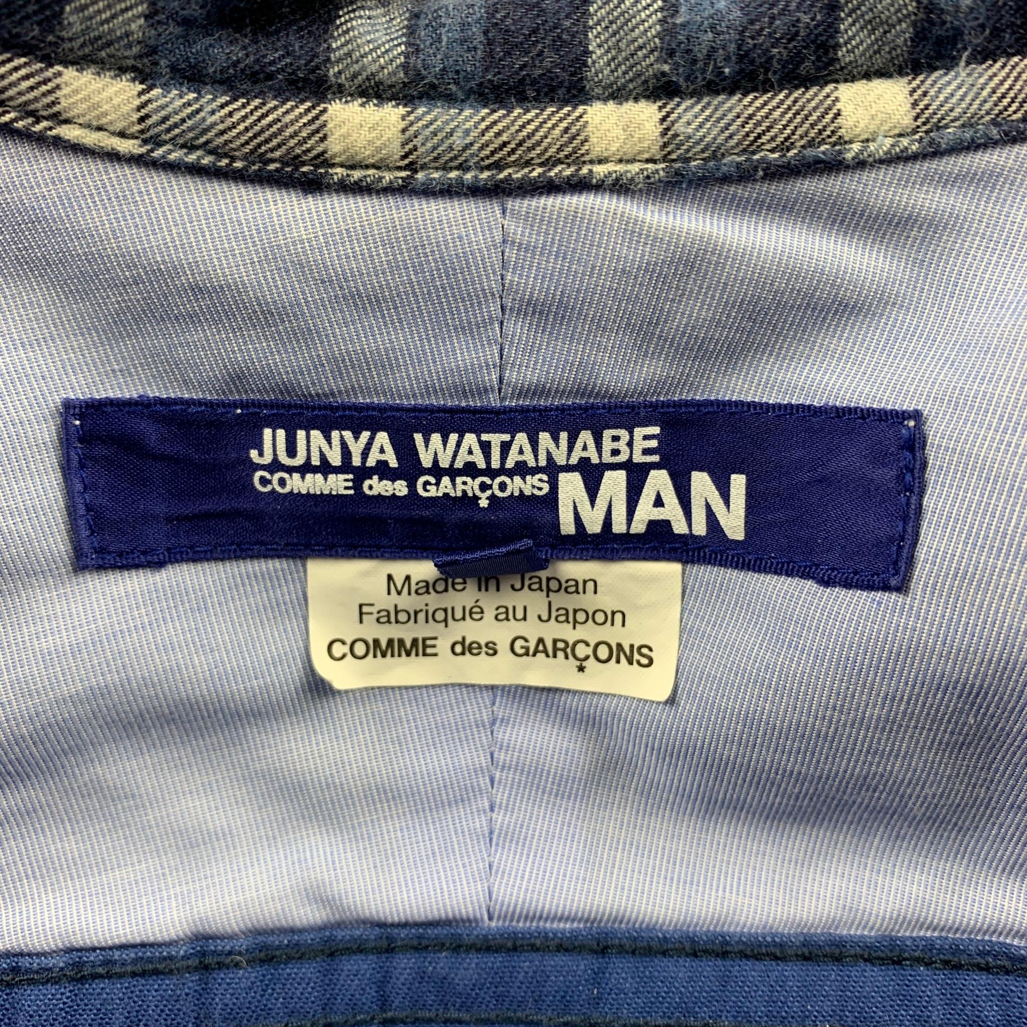 JUNYA WATANABE Size M Navy & White Patchwork Cotton Long Sleeve Shirt In Good Condition In San Francisco, CA