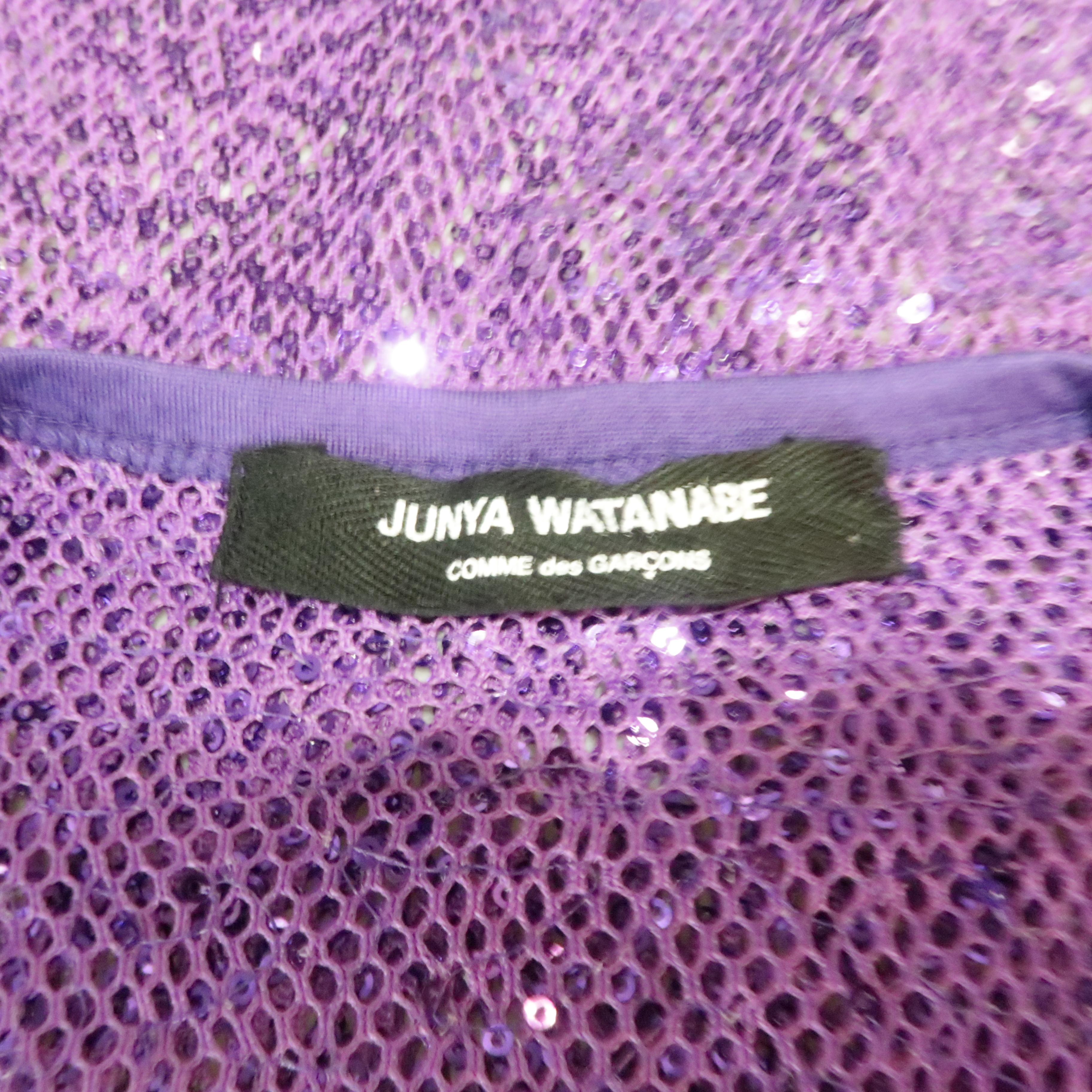 JUNYA WATANABE Size M Purple Sequined Mesh Crew-Neck Pullover 2