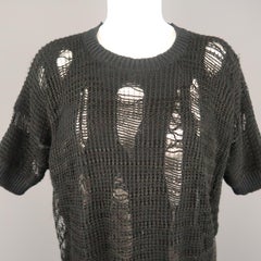 JUNYA WATANabe - Pullover a maniche corte in maglia destrutturata nera - taglia S