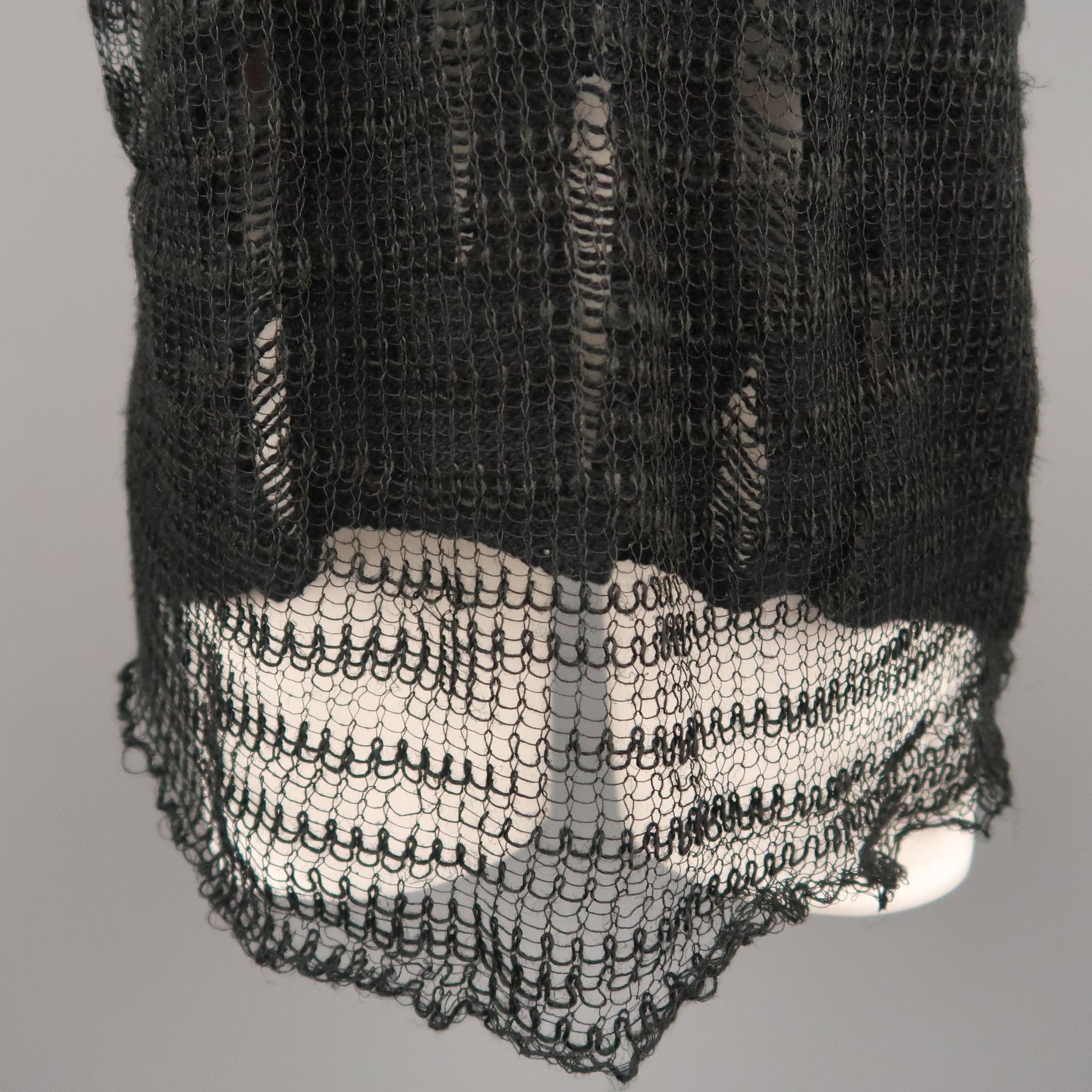 Women's JUNYA WATANABE Size S Black Destressed Knit Short Sleeve Pullover