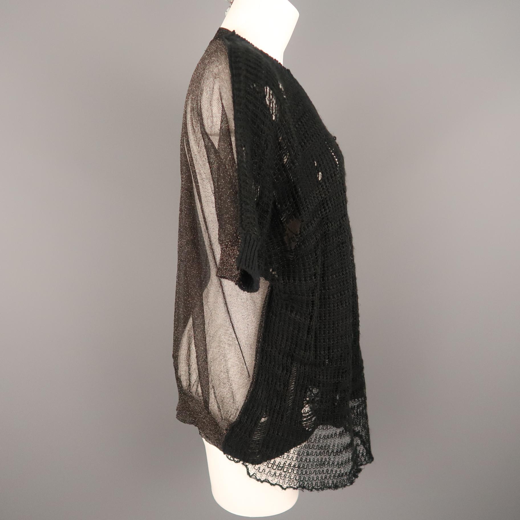 JUNYA WATANABE Size S Black Destressed Knit Short Sleeve Pullover 1