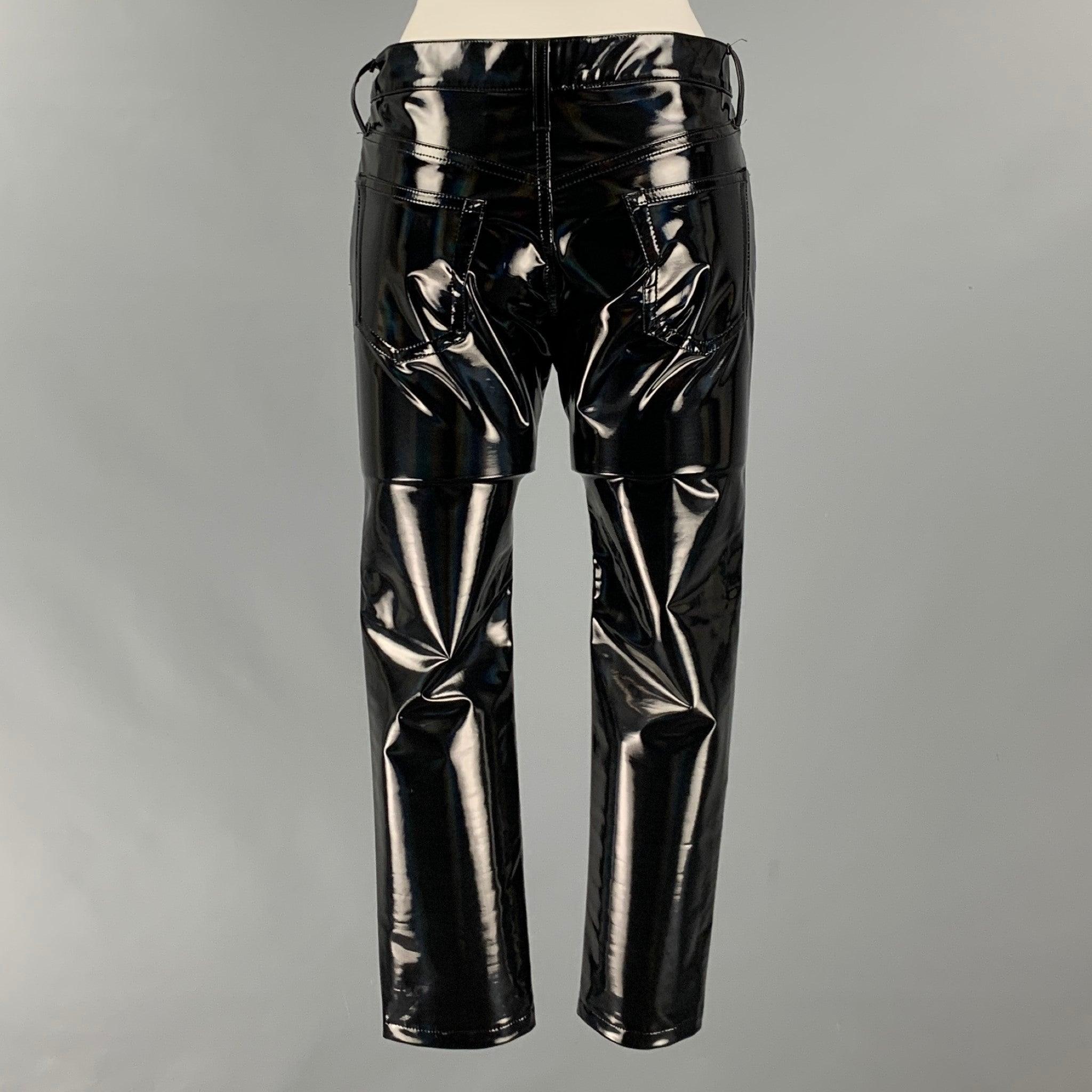 JUNYA WATANABE Größe S Schwarze ungewöhnliche Hose aus Polyester und massivem Jeansschliff im Zustand „Hervorragend“ im Angebot in San Francisco, CA