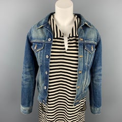 JUNYA WATANABE Size S Black & White Stripe Jersey Layered Denim Jacket Dress