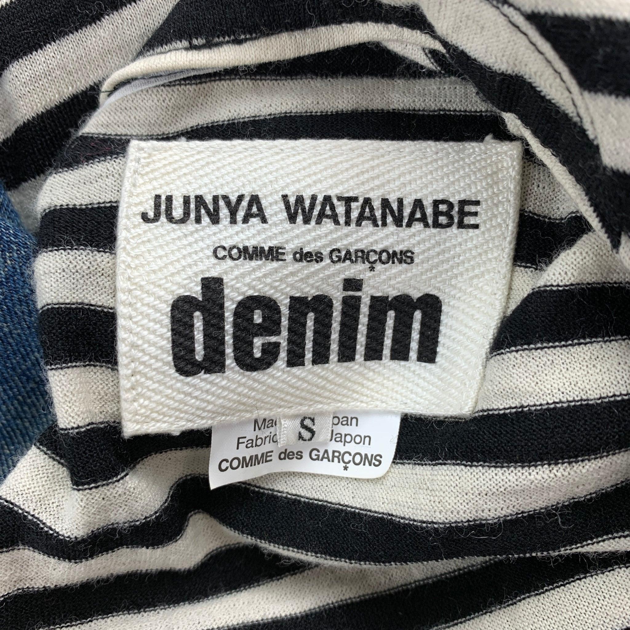 JUNYA WATANABE Size S Black & White Stripe Jersey Layered Denim Jacket Dress For Sale 4