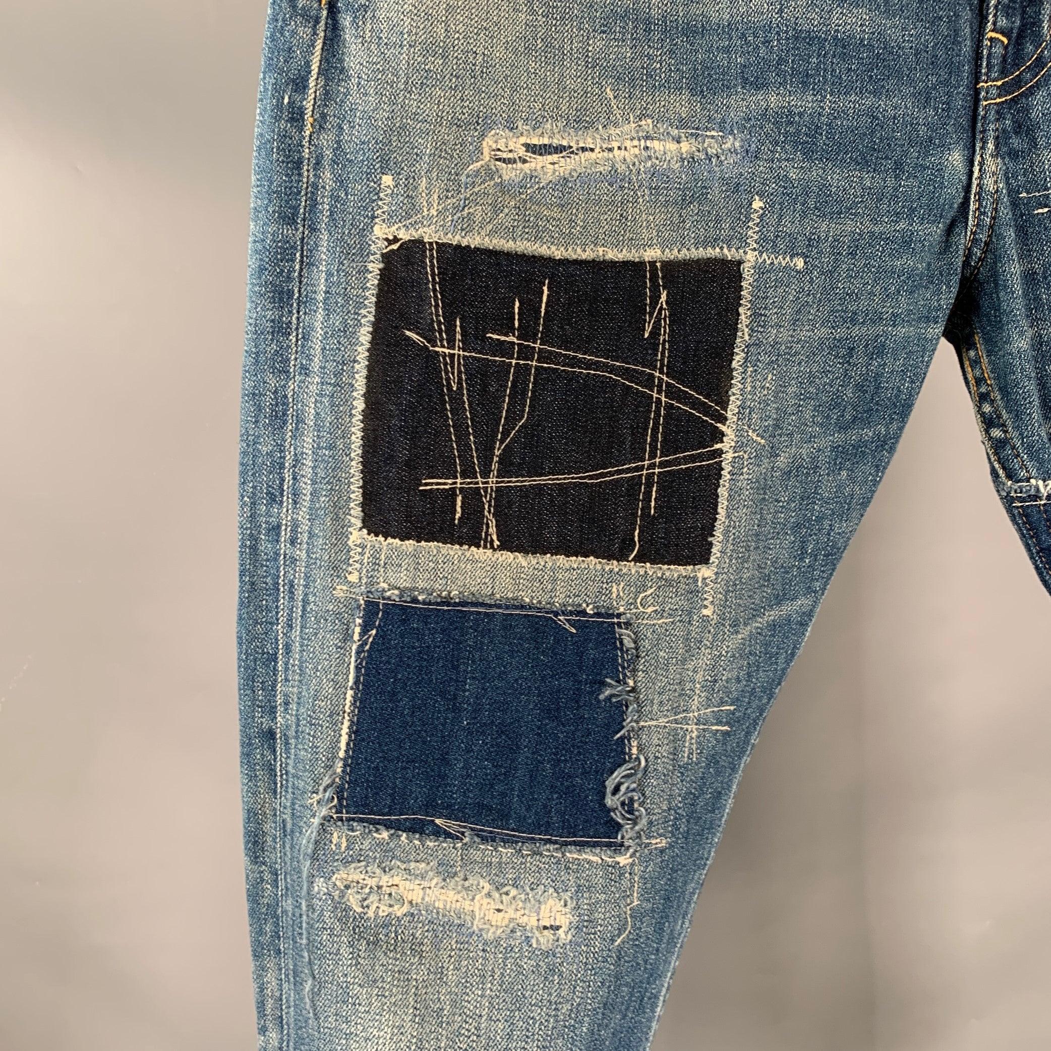 JUNYA WATANABE Size S Blue Navy Patchwork Cotton Selvedge Jeans In Excellent Condition In San Francisco, CA