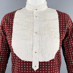 JUNYA WATANABE Size S Burgundy White Polyester Dots 3/4 Sleeves Midi Dress