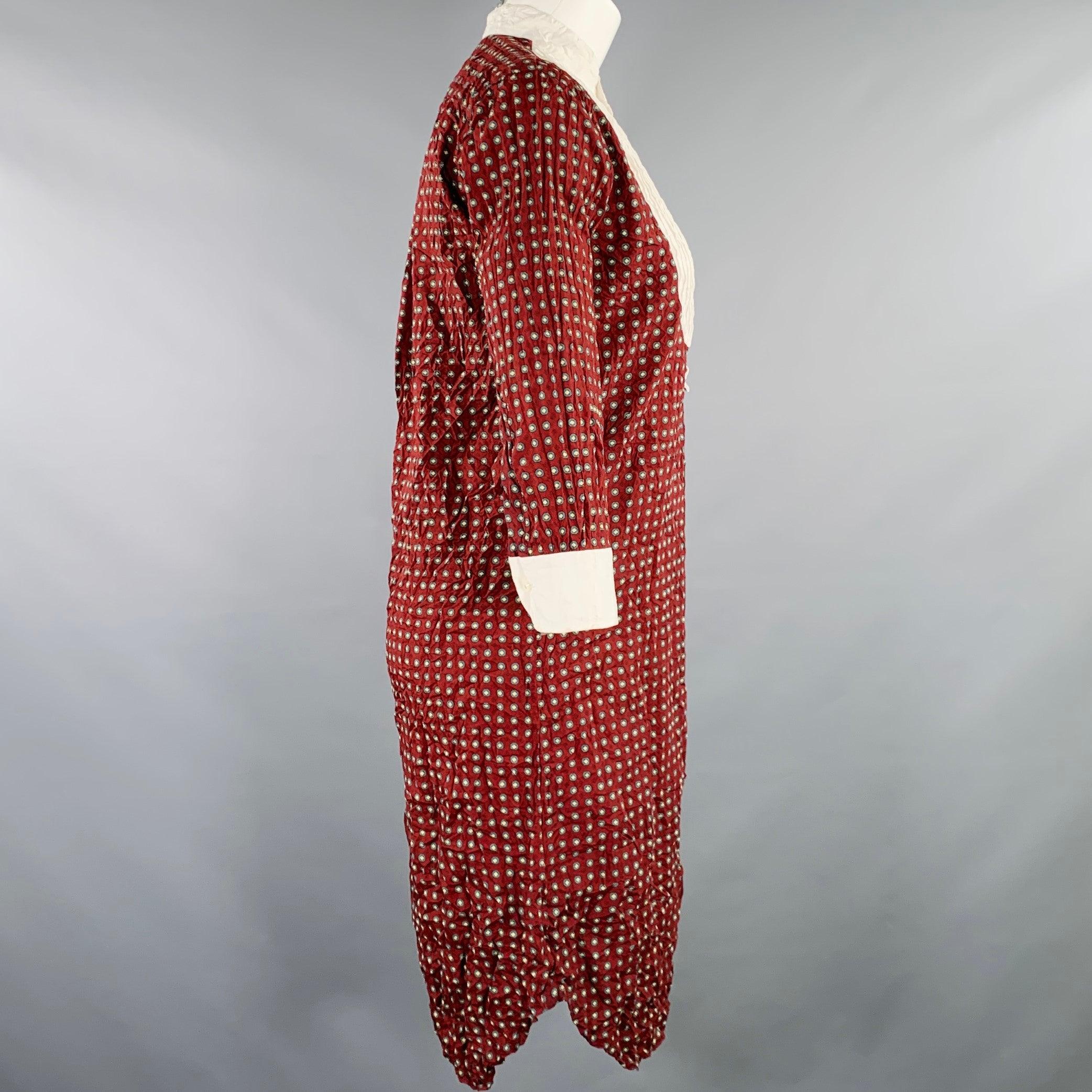 Rouge JUNYA WATANABE Taille S Robe midi bordeaux blanche polyester à pois à manches 3/4 en vente