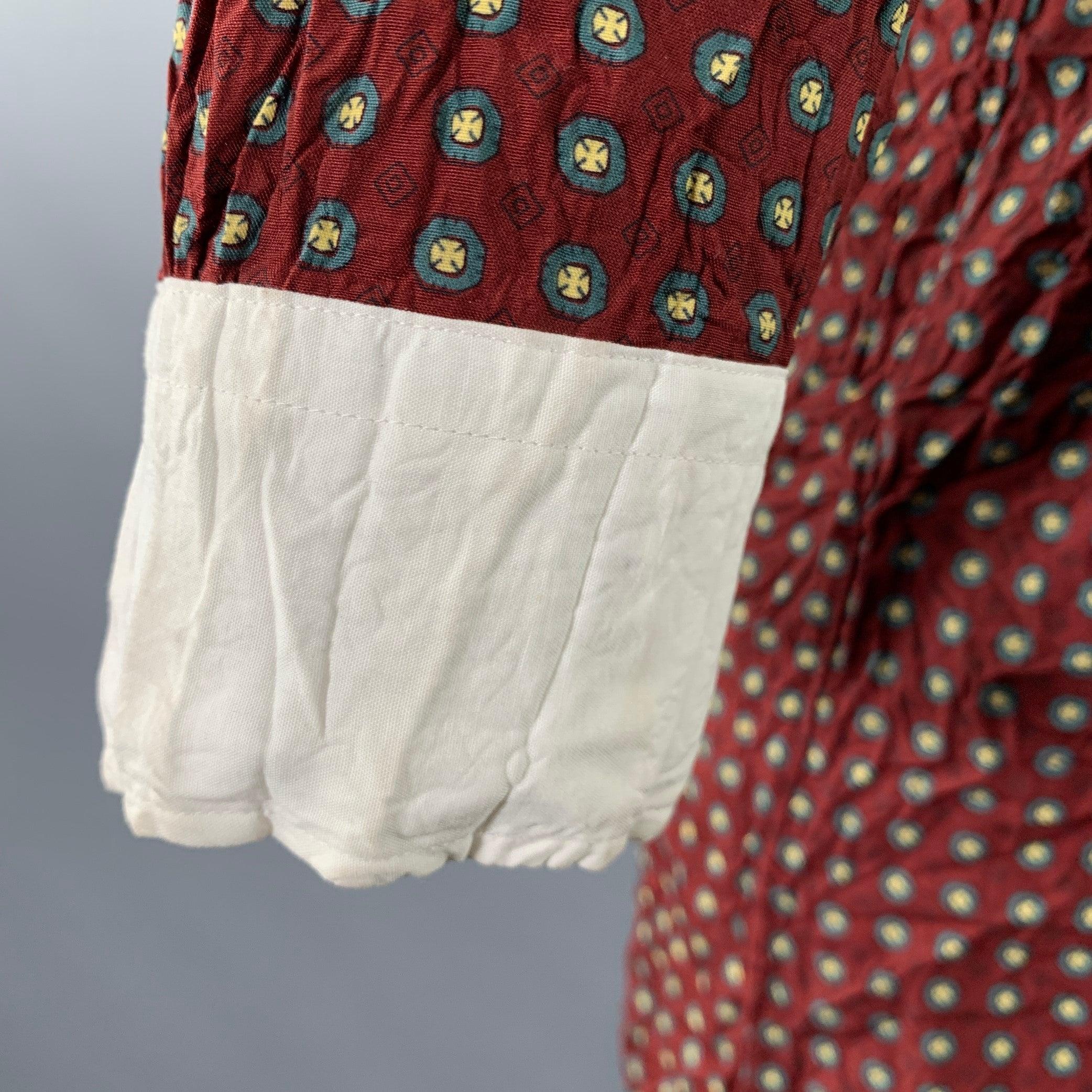 JUNYA WATANABE Taille S Robe midi bordeaux blanche polyester à pois à manches 3/4 en vente 1