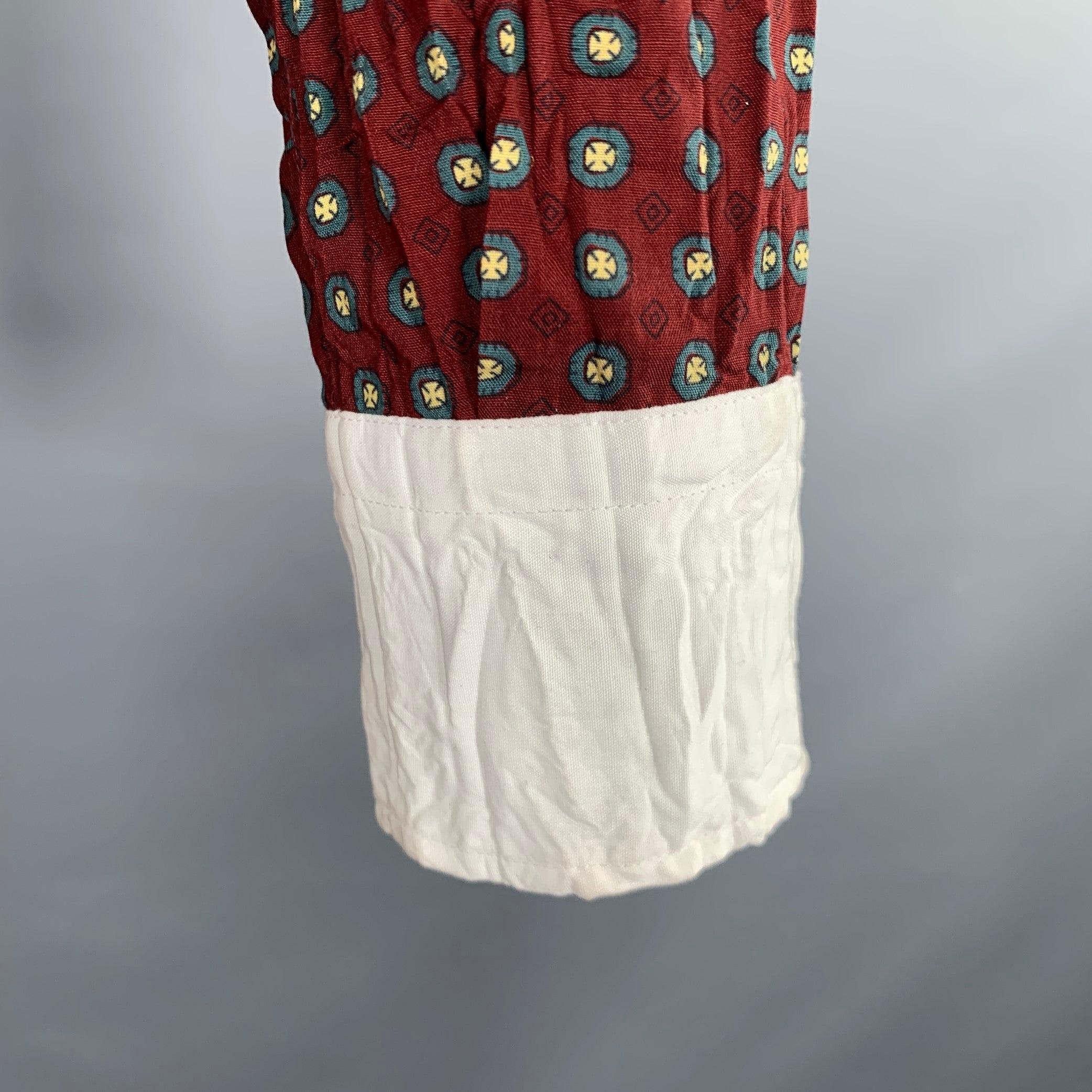 JUNYA WATANABE Taille S Robe midi bordeaux blanche polyester à pois à manches 3/4 en vente 2
