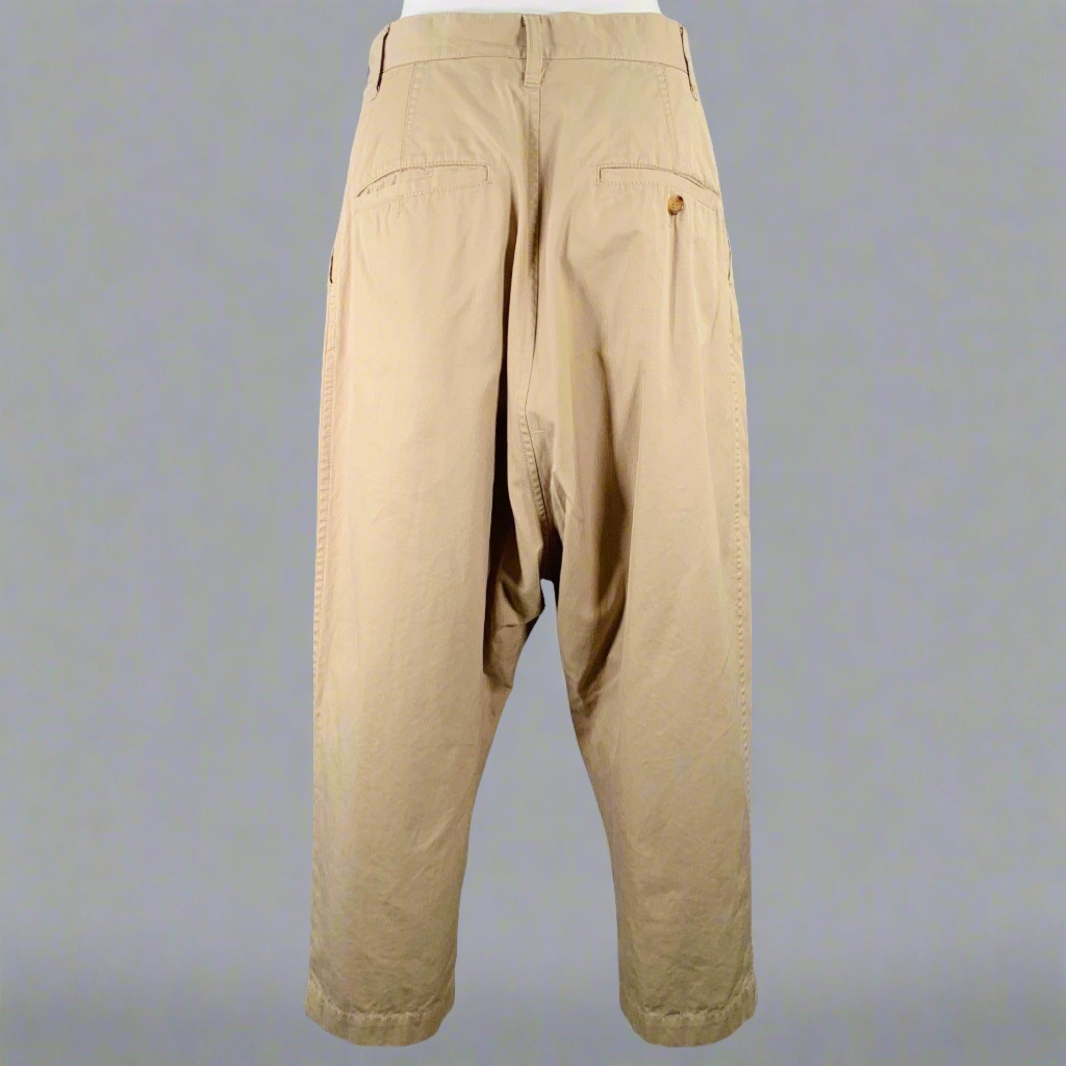 Beige JUNYA WATANABE Size S Khaki Cotton Pleated Casual Pants