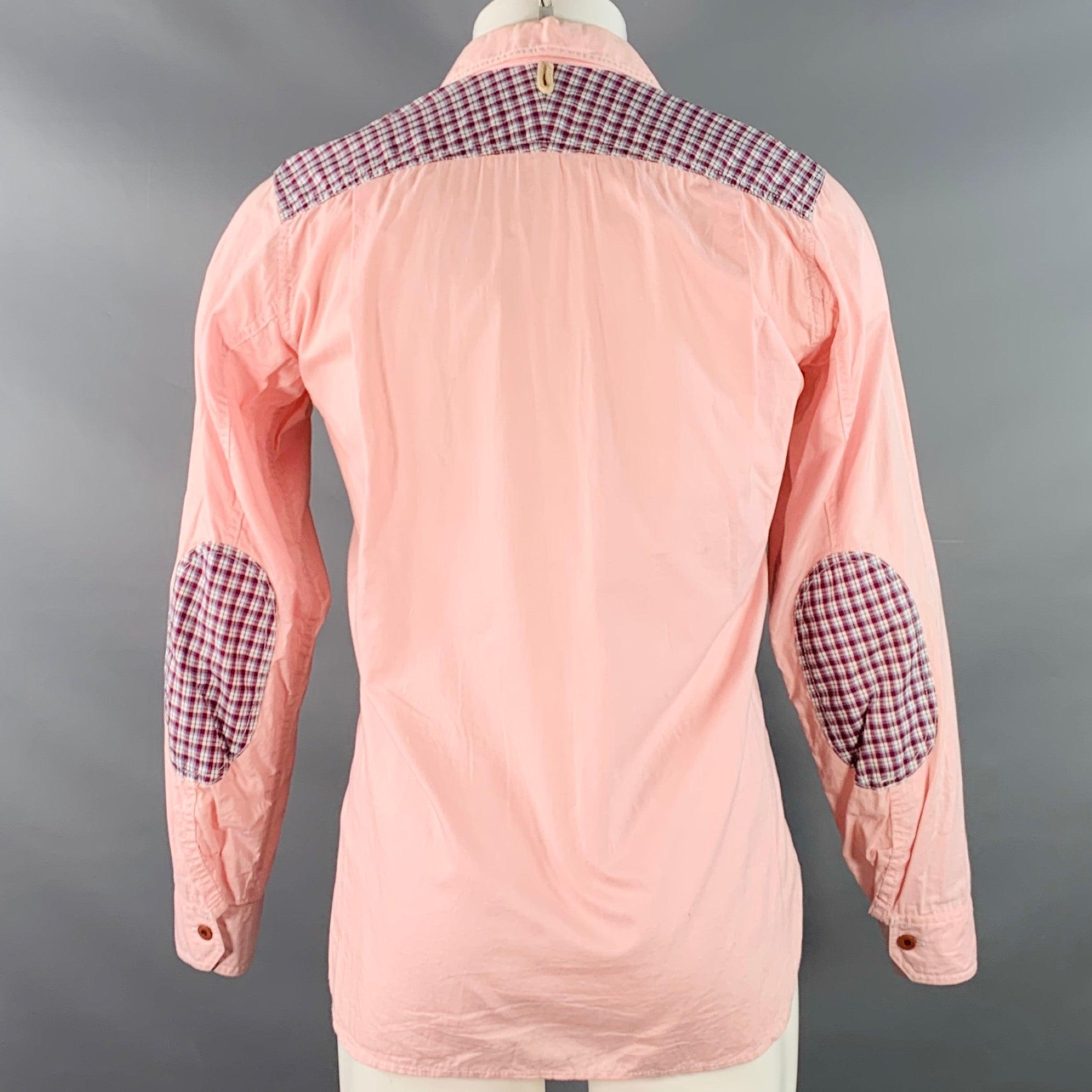 Beige Junya Watanabe Taille S Rose Multi Color Camo Plaid Two Pockets Long Sleeve Shirt en vente