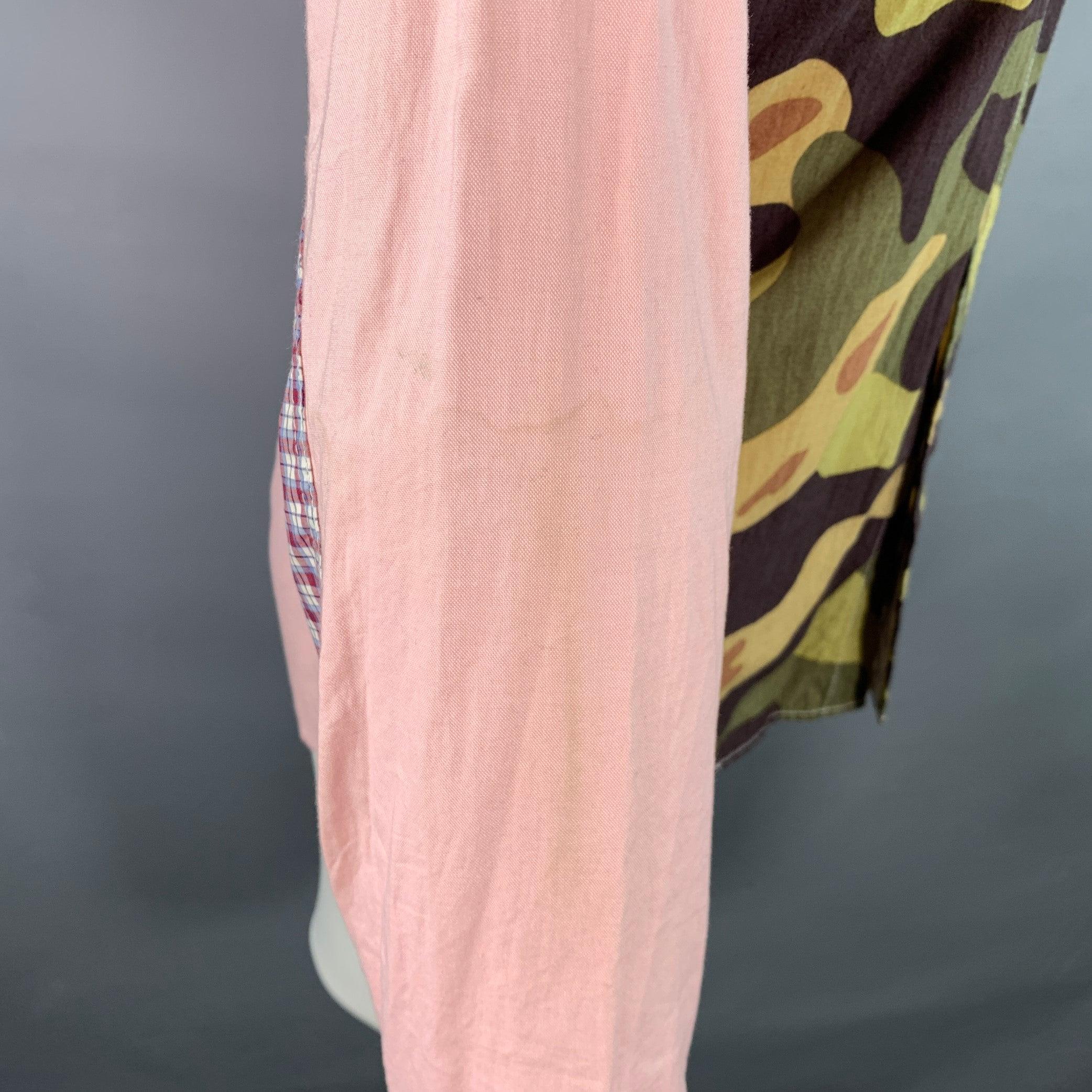 Junya Watanabe Taille S Rose Multi Color Camo Plaid Two Pockets Long Sleeve Shirt Bon état - En vente à San Francisco, CA