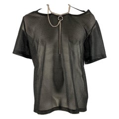 JUNYA WATANABE Size S Silver Black Ribbed Rayon  Polyester Pullover