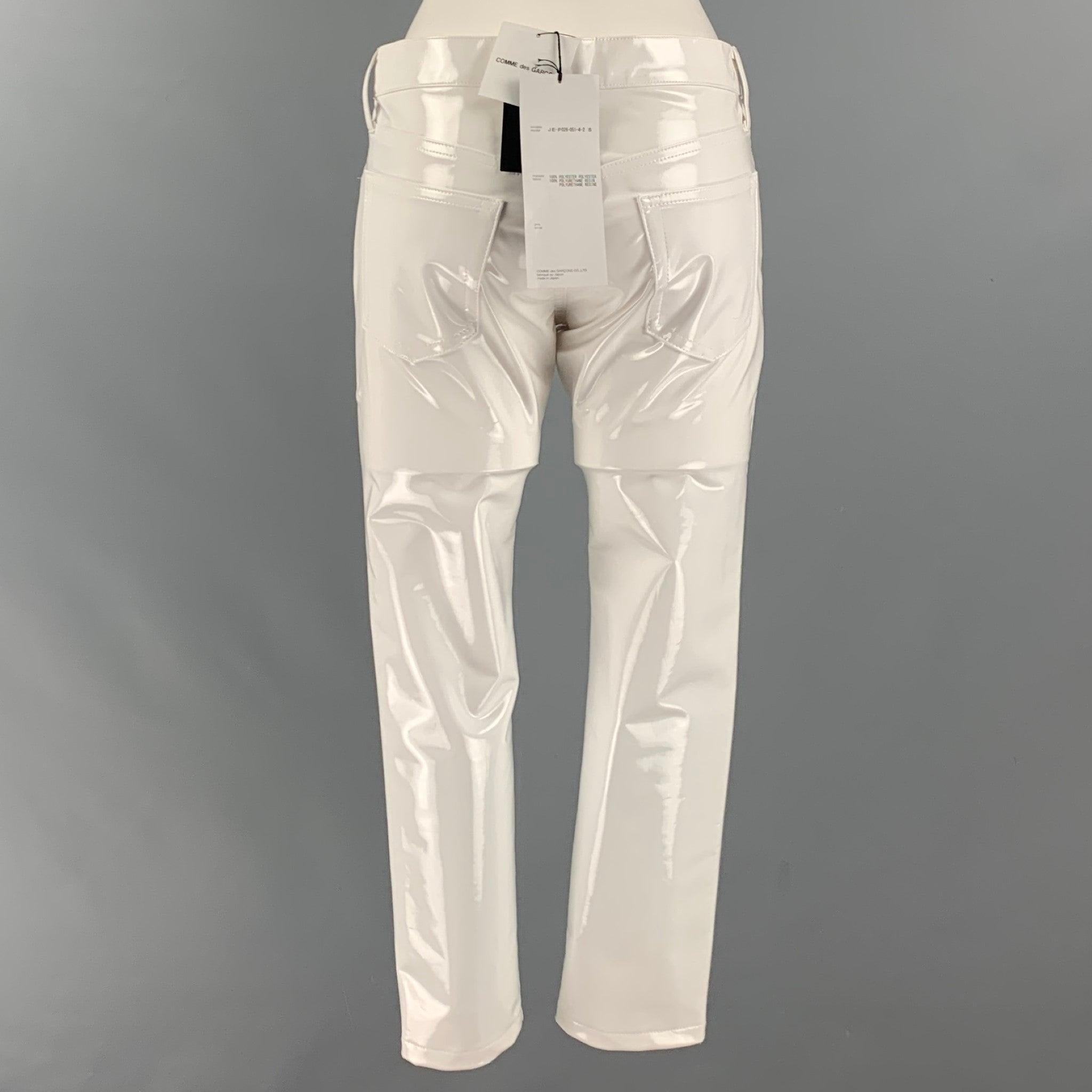 JUNYA WATANABE Size S White Polyester Solid Jean Cut Casual Pants In Excellent Condition For Sale In San Francisco, CA