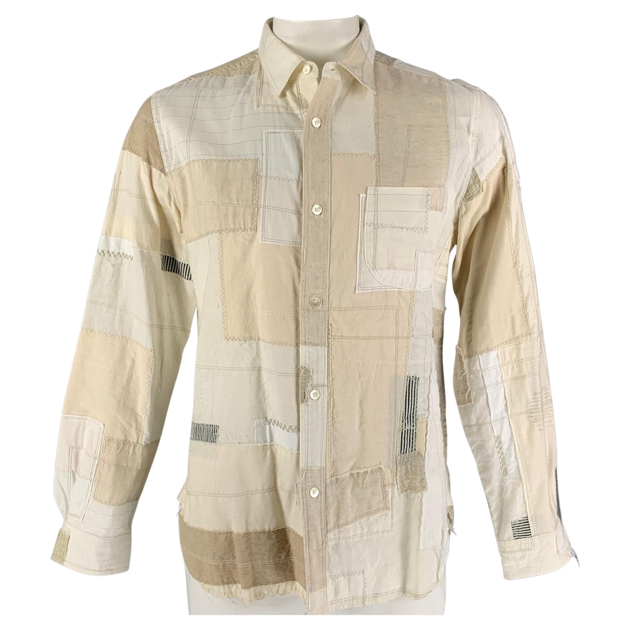 JUNYA WATANABE Size XL Beige Patchwork Cotton Linen Long Sleeve Shirt