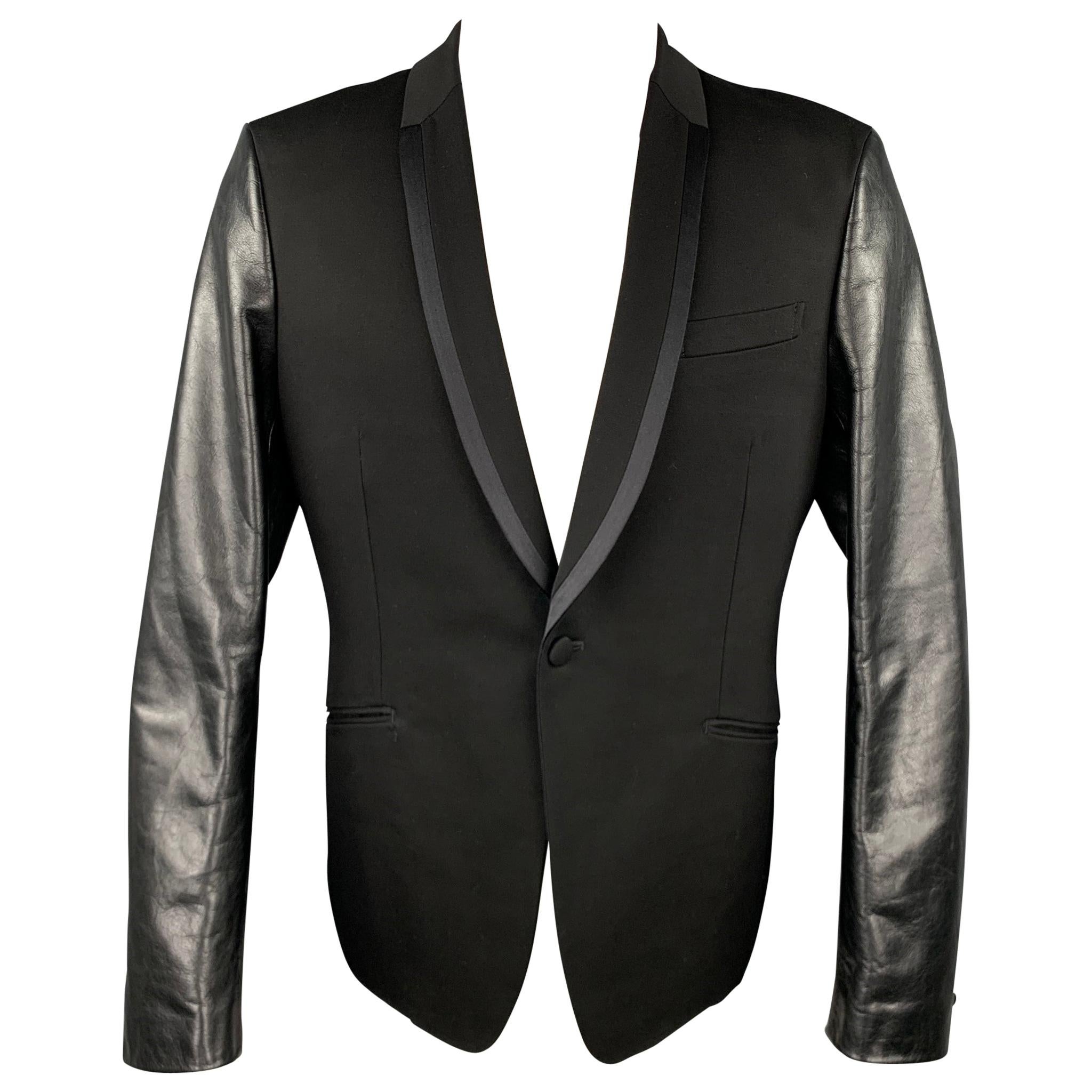 JUNYA WATANABE Size XL Black Mixed Materials Wool Tuxedo Sport Coat
