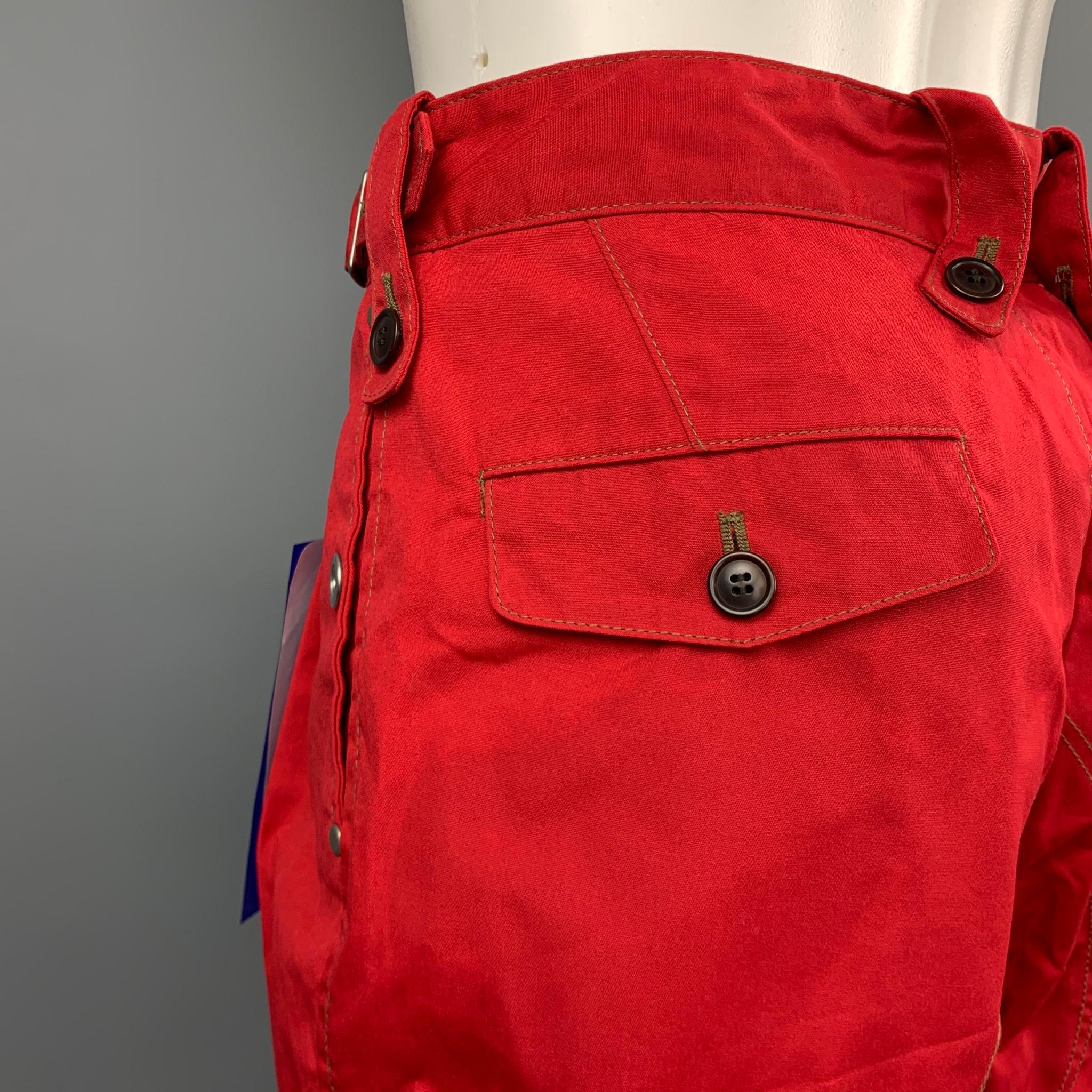 JUNYA WATANABE Size XL Red Polyester Blend Pleated Shorts In New Condition In San Francisco, CA
