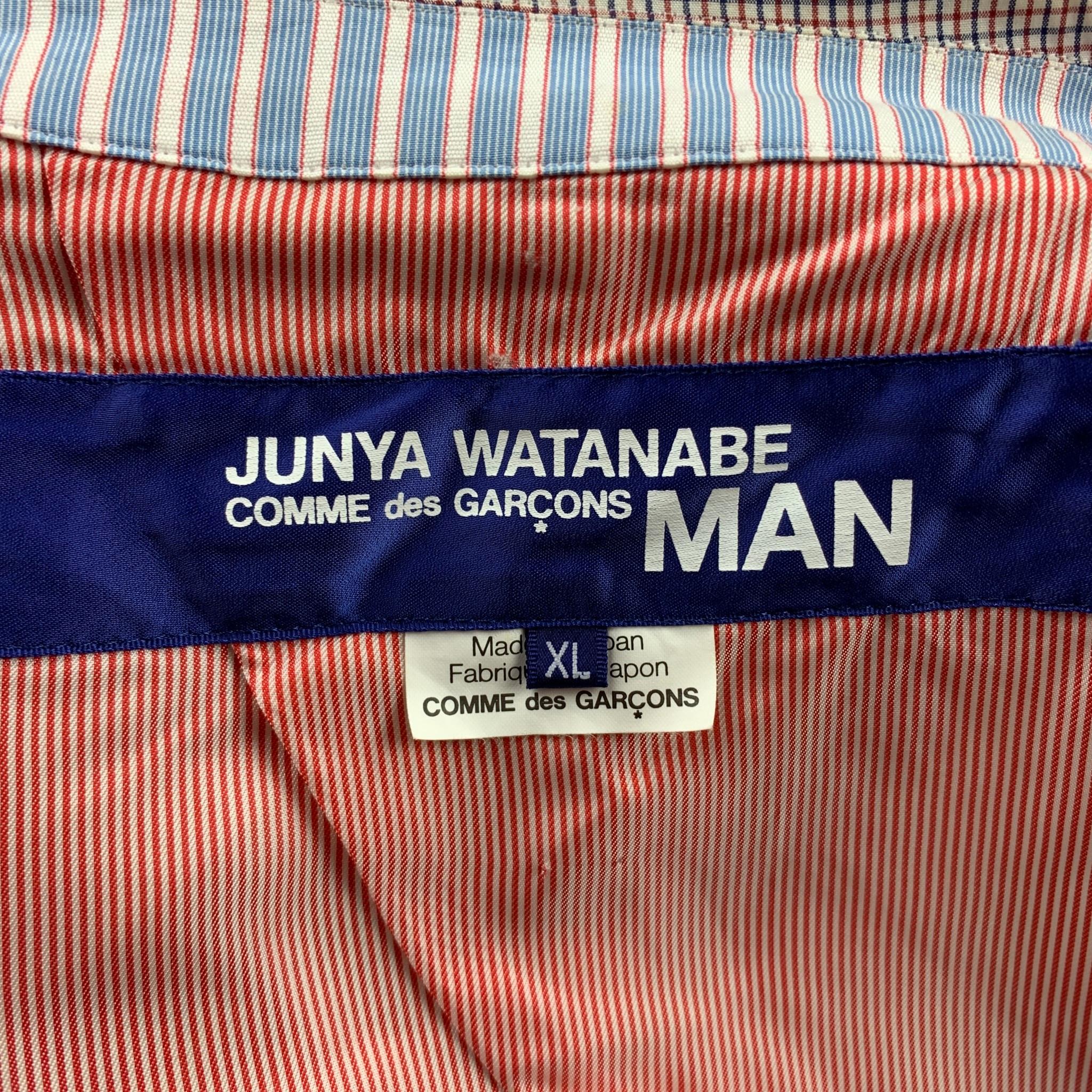 Gray JUNYA WATANABE Size XL Red White Blue Window Pane Cotton Jacket