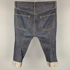 JUNYA WATANABE Size XS Indigo Contrast Stitch Cotton / Linen Cropped Jeans