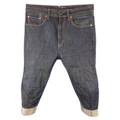 JUNYA WATANABE Size XS Indigo Contrast Stitch Cotton / Linen Cropped Jeans