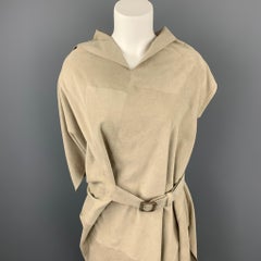 JUNYA WATANABE Spring 2014 Size M Taupe Faux Suede Asymmetrical Belted Dress