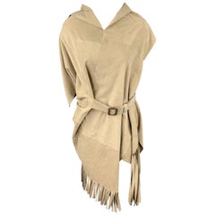 JUNYA WATANABE Spring 2014 Size M Taupe Faux Suede Asymmetrical Belted Dress