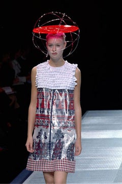 Junya Watanabe SS 2000 Comme Des Garcons Falda Estampada Brillante Roja y Blanca