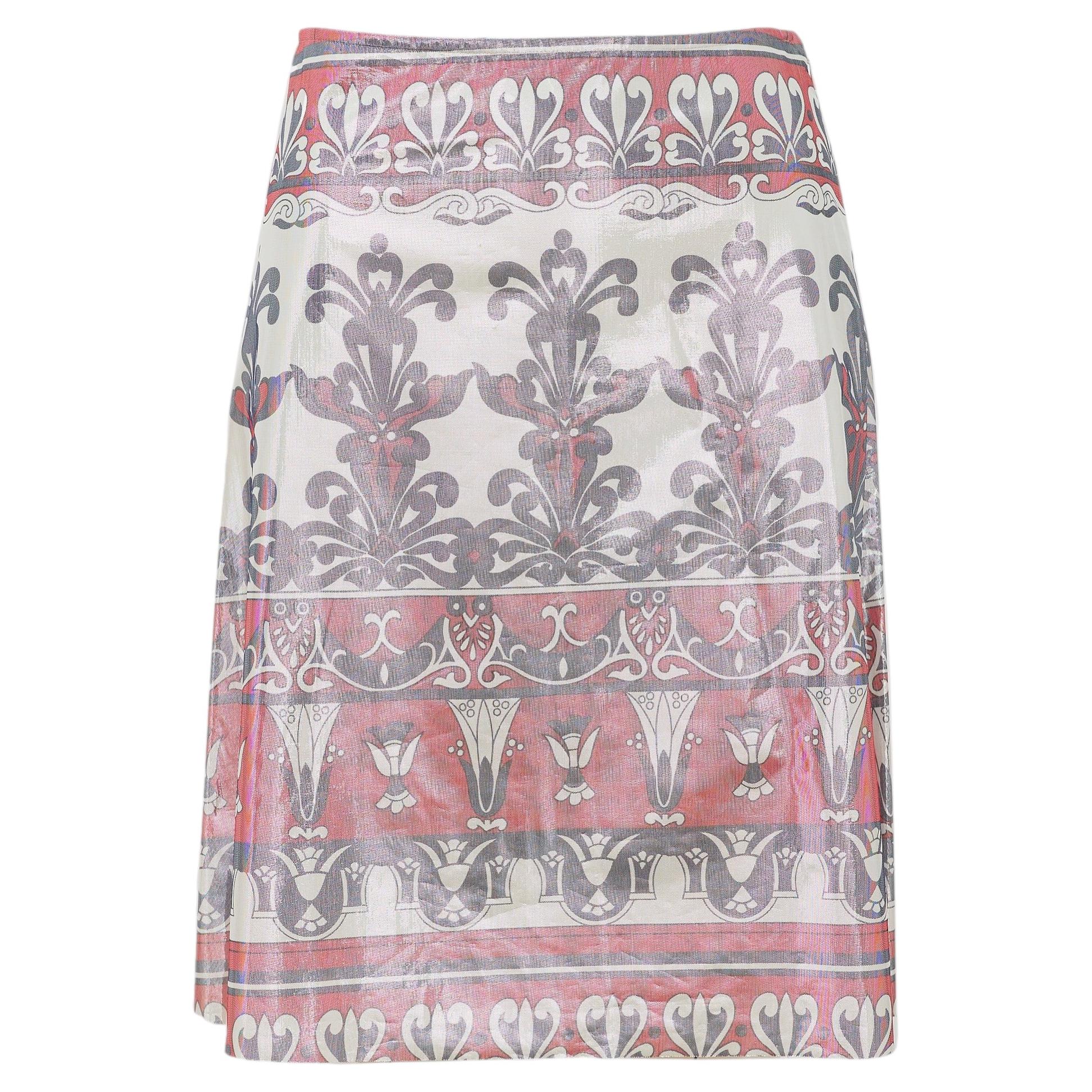 Junya Watanabe SS 2000 Comme Des Garcons Red & White Shiny Printed Skirt For Sale