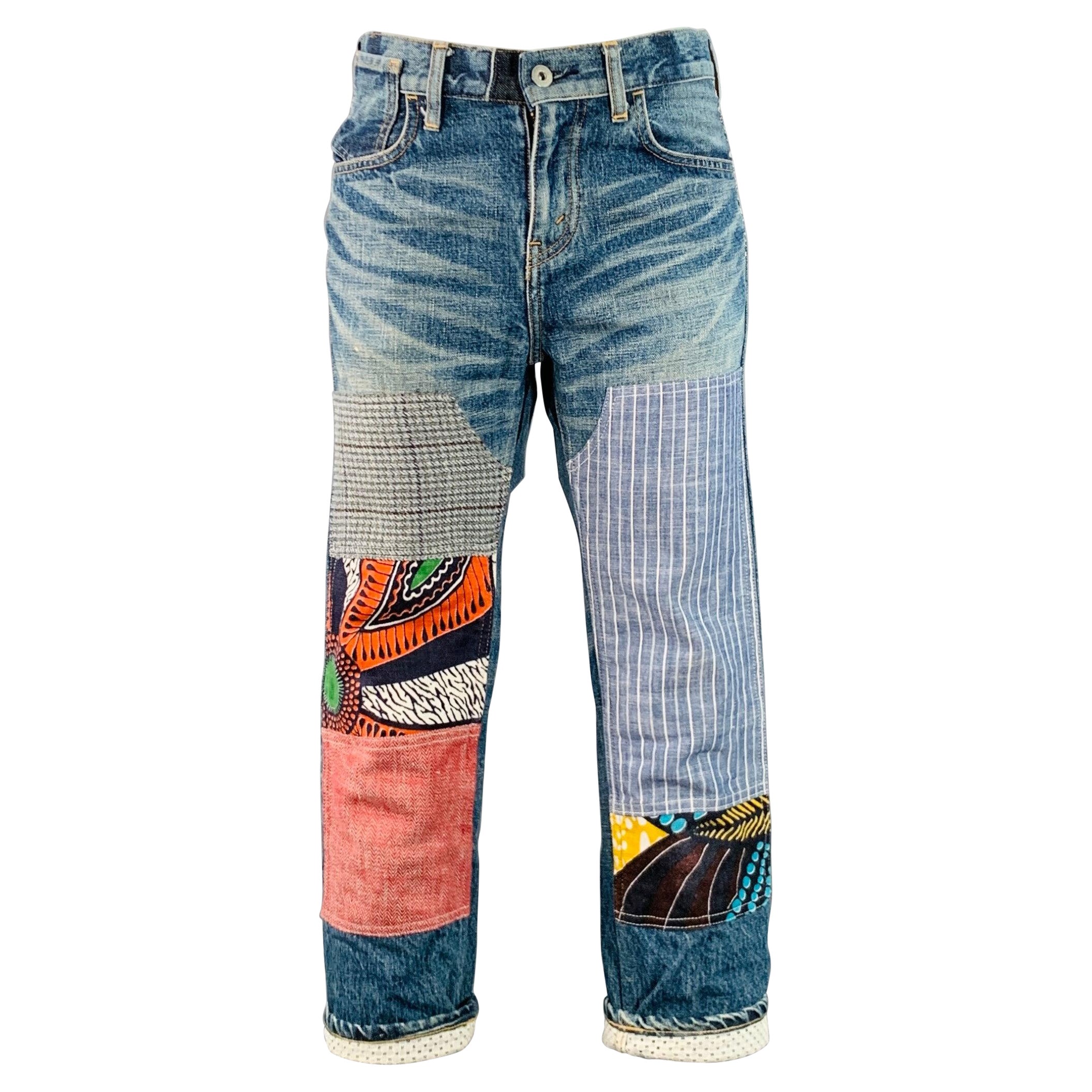 JUNYA WATANABE SS16 Size XS Blue Multi Color Denim Patchwork Jeans
