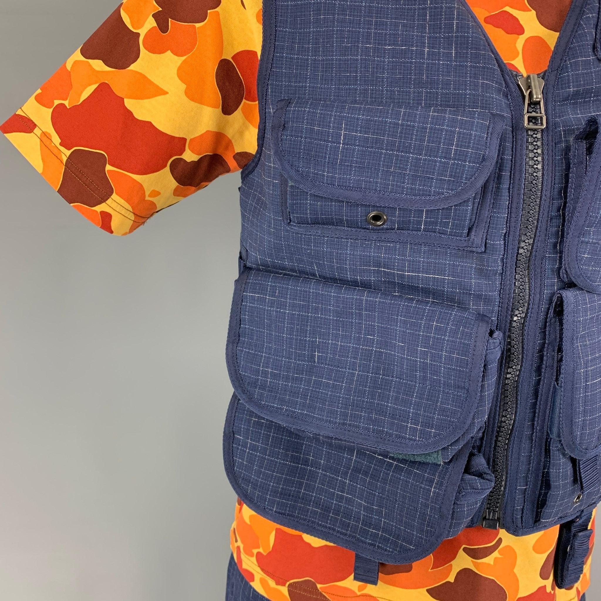 Noir Junya Watanabe SS19 Size M Blue Yellow Grosgrain Utility Vest Shorts 3PC Set en vente