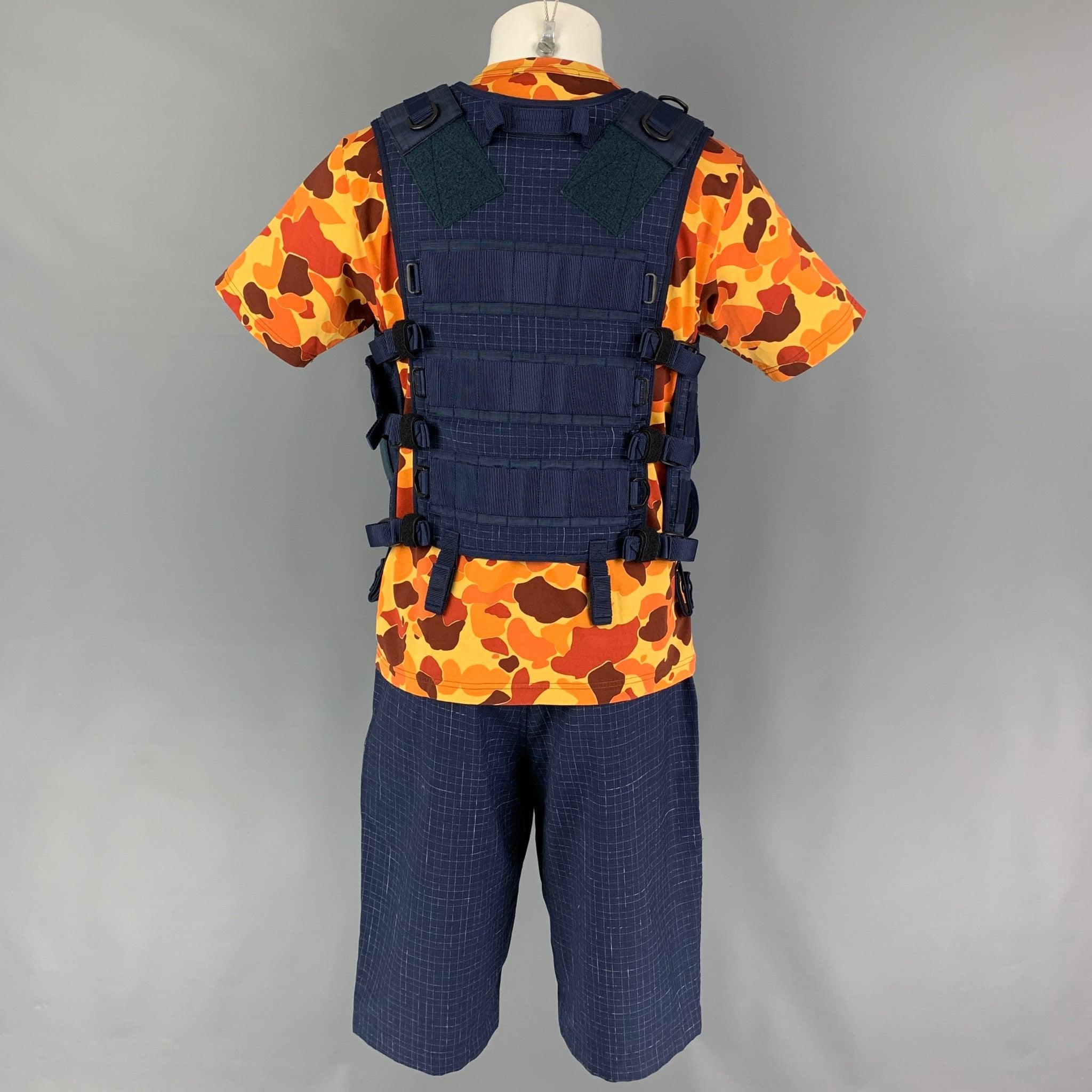 Junya Watanabe SS19 Size M Blue Yellow Grosgrain Utility Vest Shorts 3PC Set Excellent état - En vente à San Francisco, CA