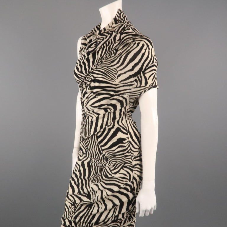 JUNYA WATANABE SS2008 Size M Beige Zebra Print Wool Draped Maxi Dress ...