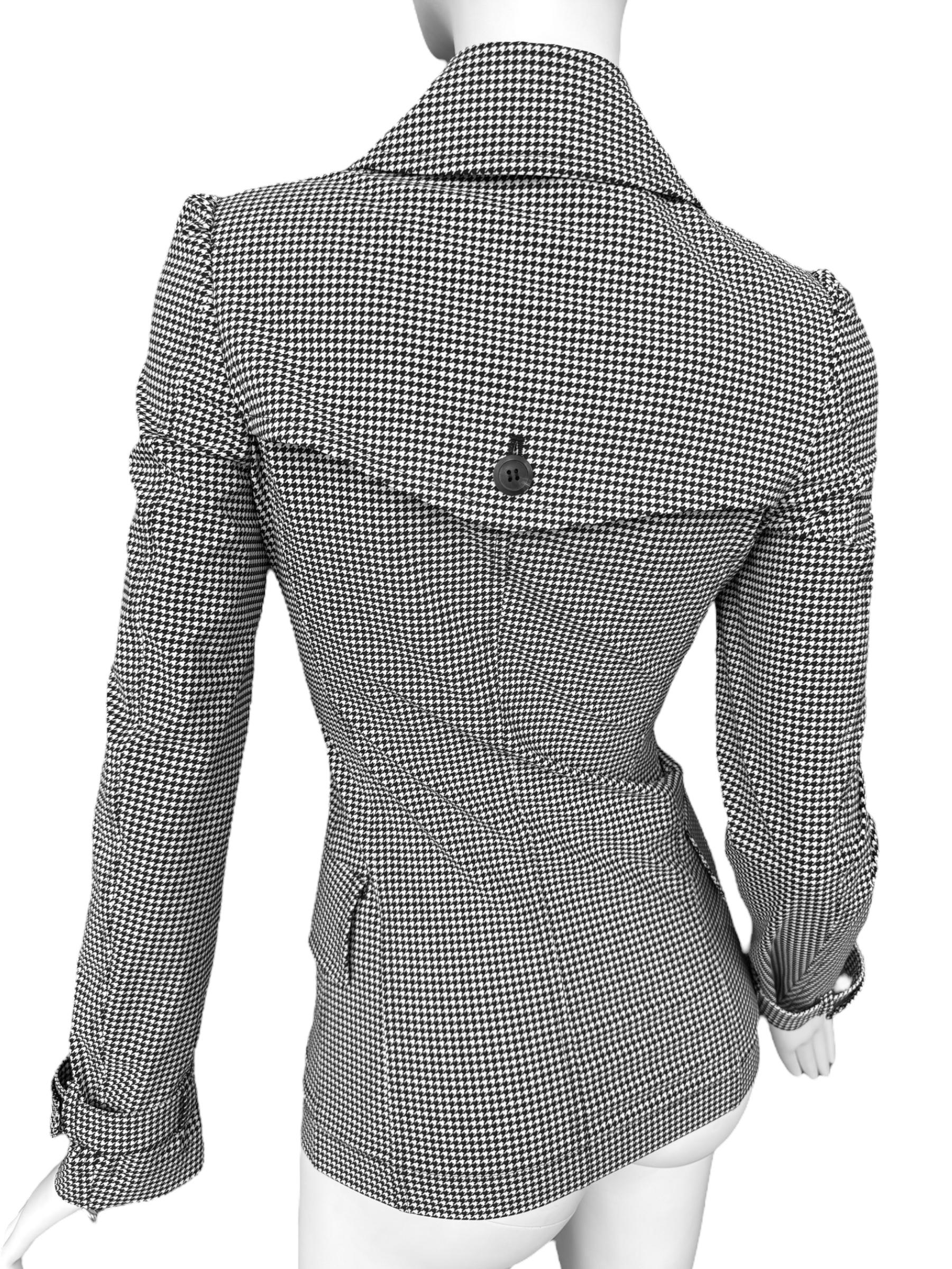 Junya Watanabe ss2010 BLACK & WHITE HOUNDSTOOTH DOUBLE BREASTED TRENCH JACKET en vente 2