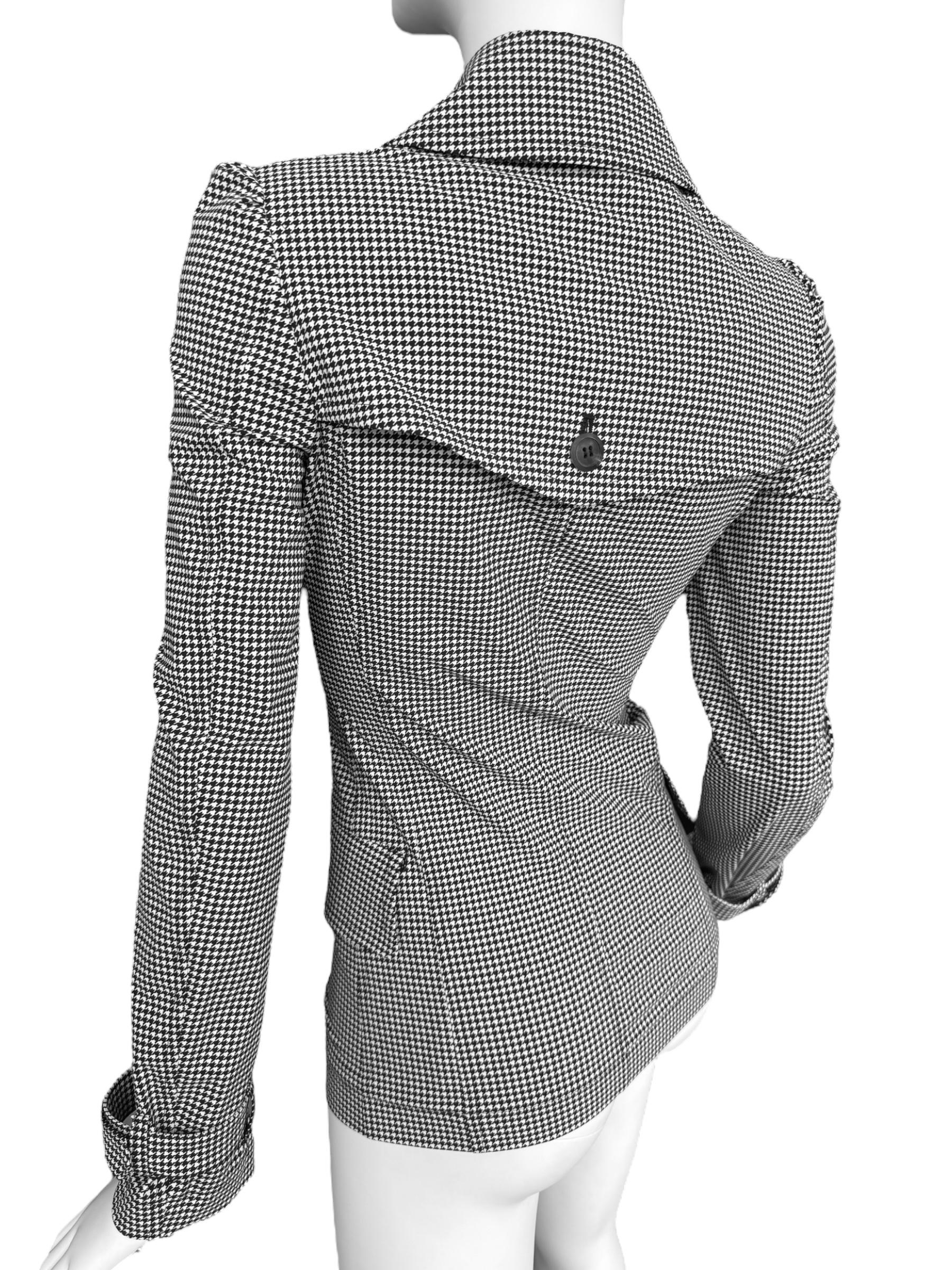 Junya Watanabe ss2010 BLACK & WHITE HOUNDSTOOTH DOUBLE BREASTED TRENCH JACKET en vente 4