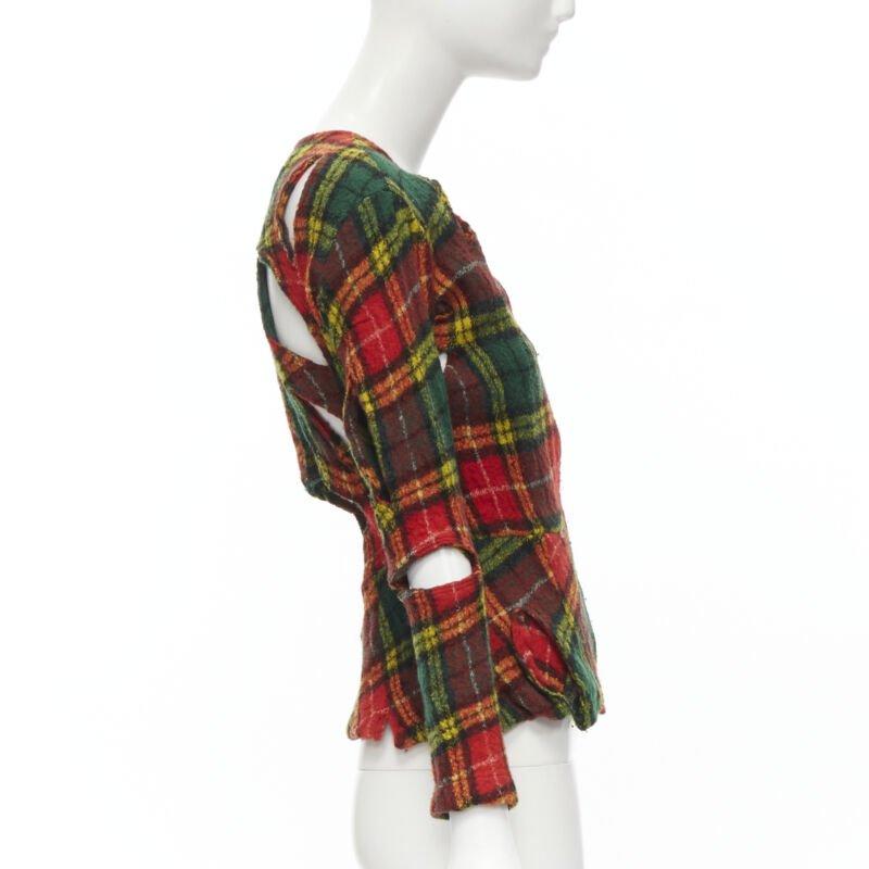 Junya Watanabe Vintage 1995 rosso punk plaid in lana cotta, giacca tagliata S In condizioni ottime in vendita a Hong Kong, NT